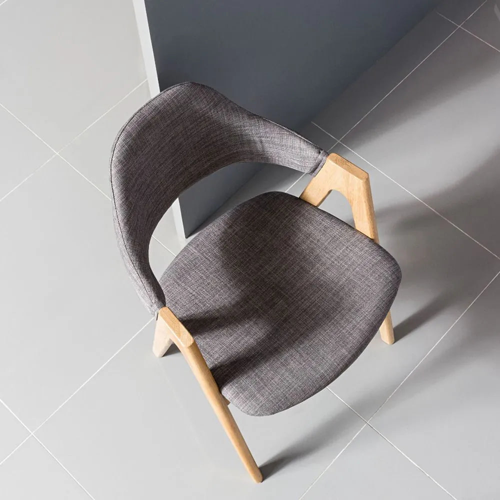 Nestor Dining Chair Light Gray Fabric Solid American Oak