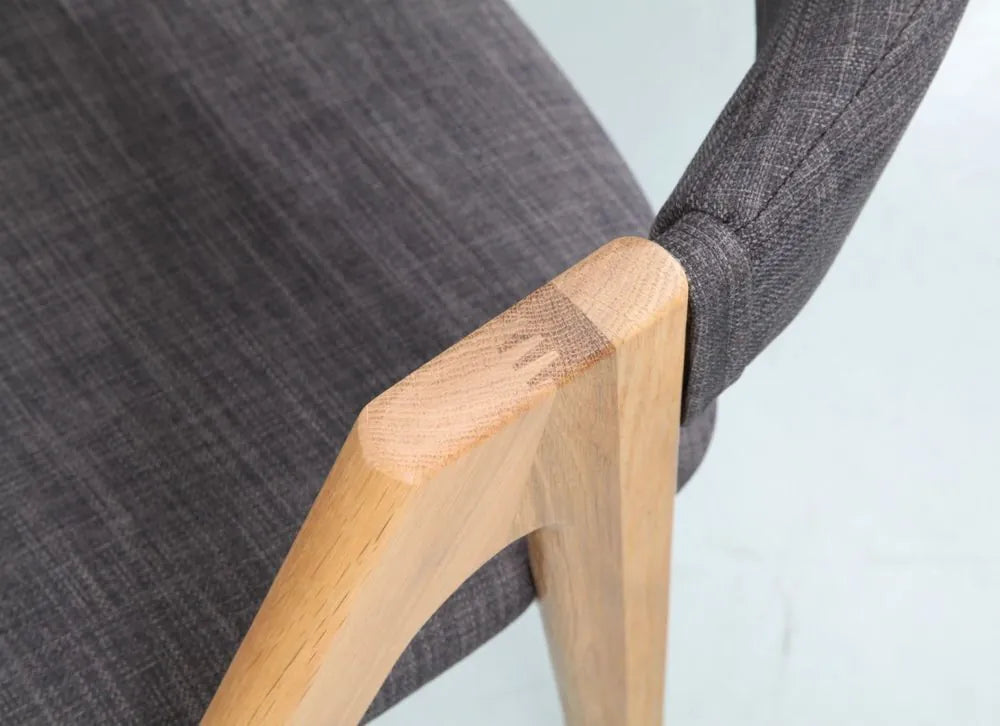 Nestor Dining Chair Light Gray Fabric Solid American Oak