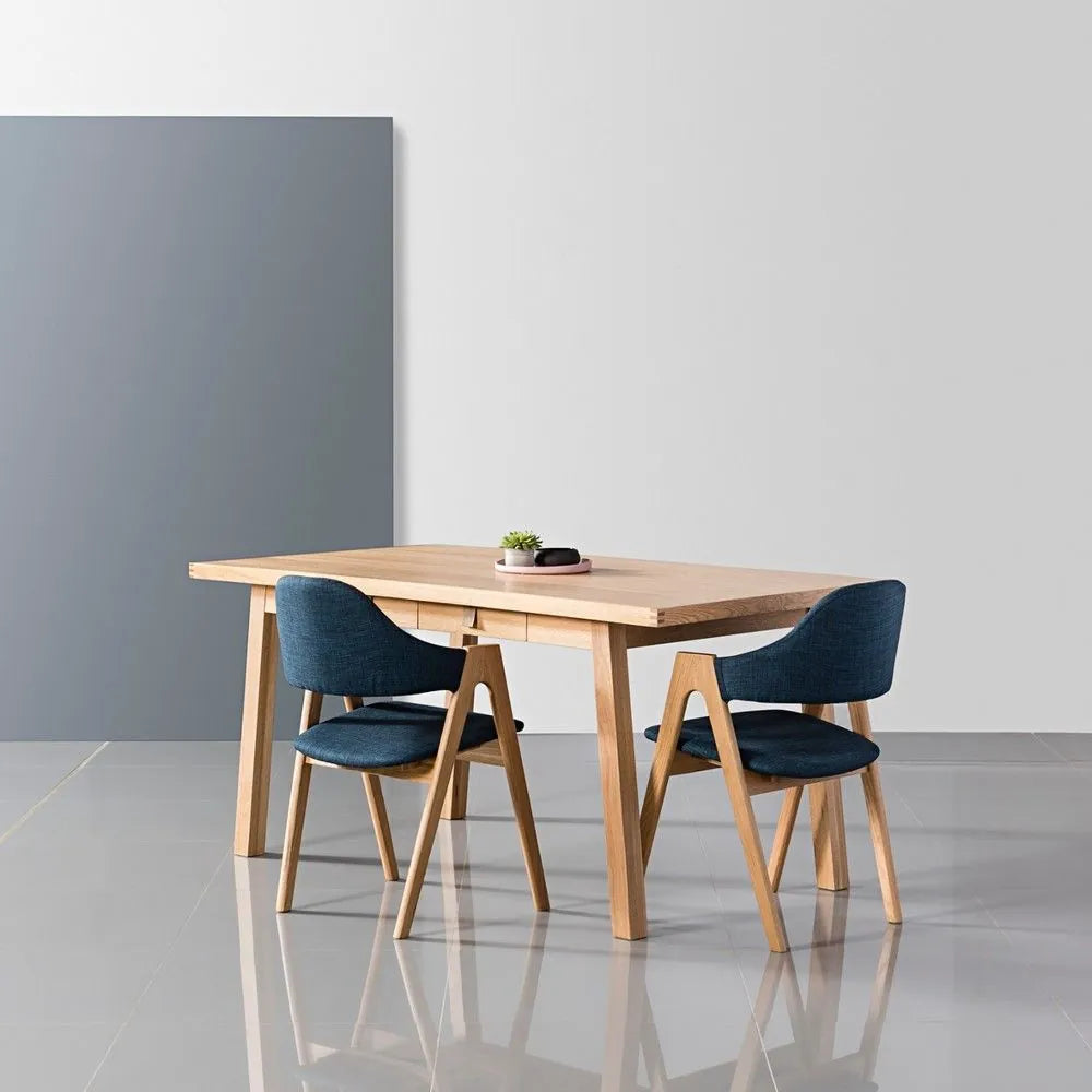 Nestor Dining Chair Midnight Blue Fabric Solid American Oak