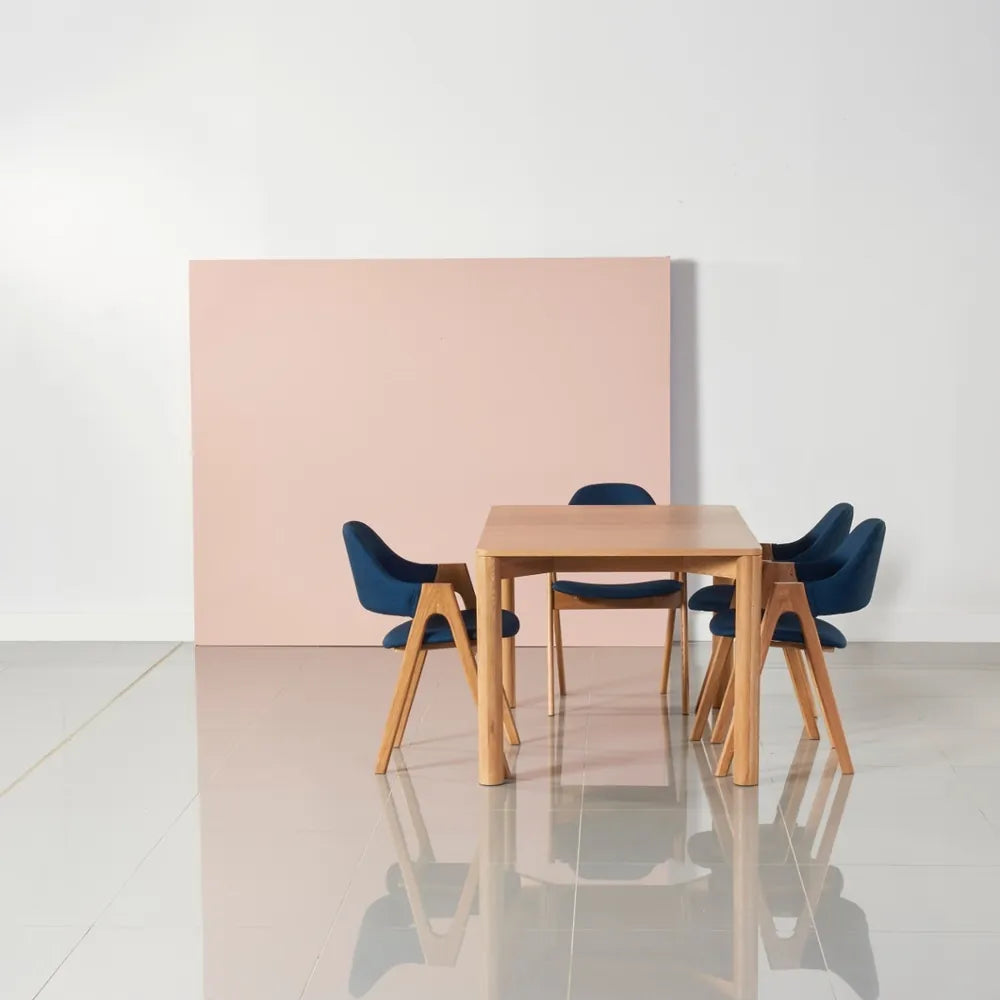 Nestor Dining Chair Midnight Blue Fabric Solid American Oak