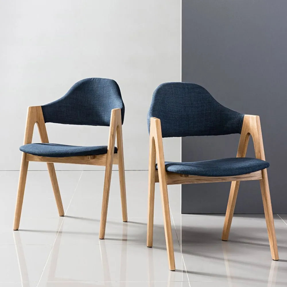 Nestor Dining Chair Midnight Blue Fabric Solid American Oak