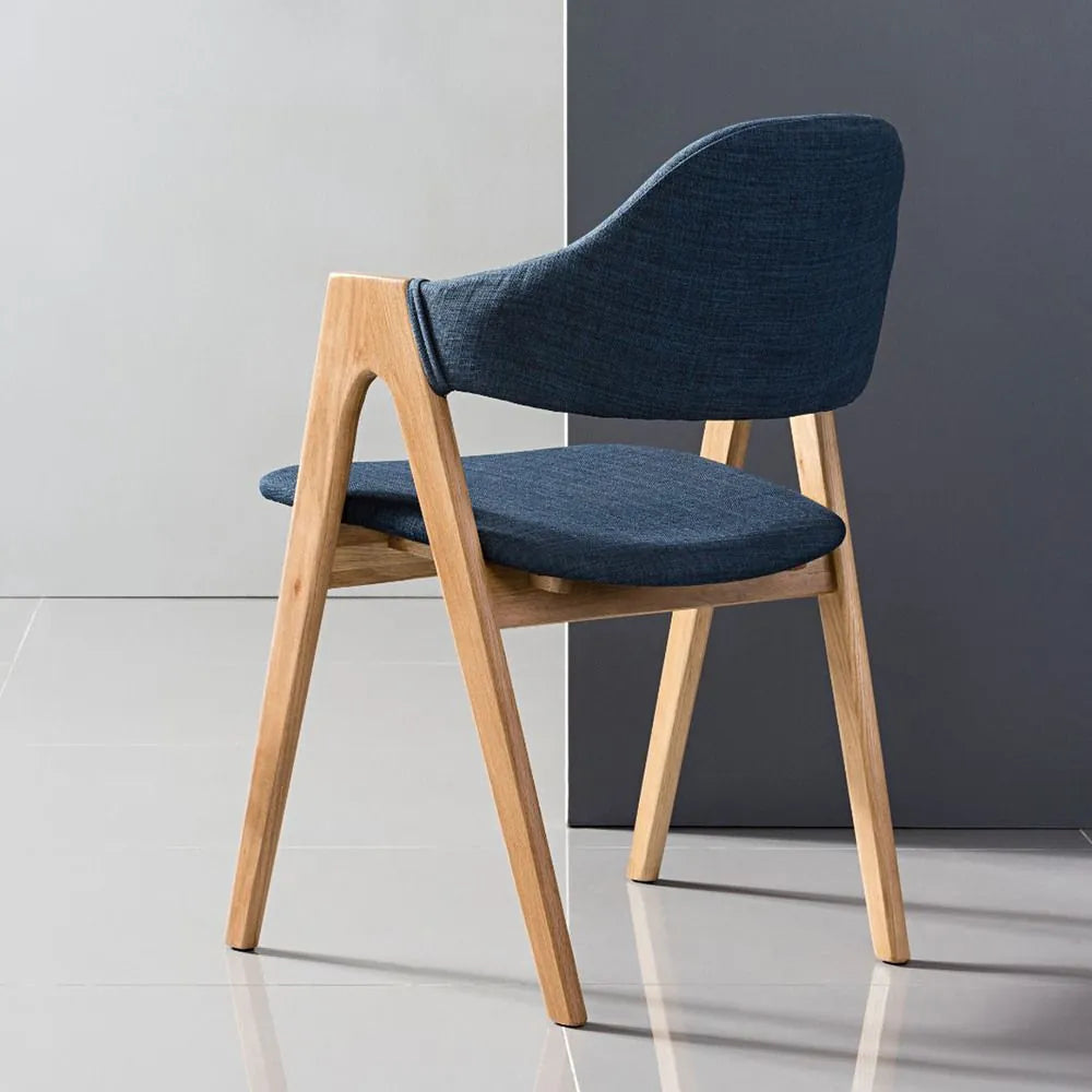 Nestor Dining Chair Midnight Blue Fabric Solid American Oak