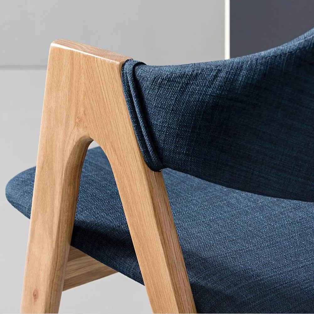 Nestor Dining Chair Midnight Blue Fabric Solid American Oak