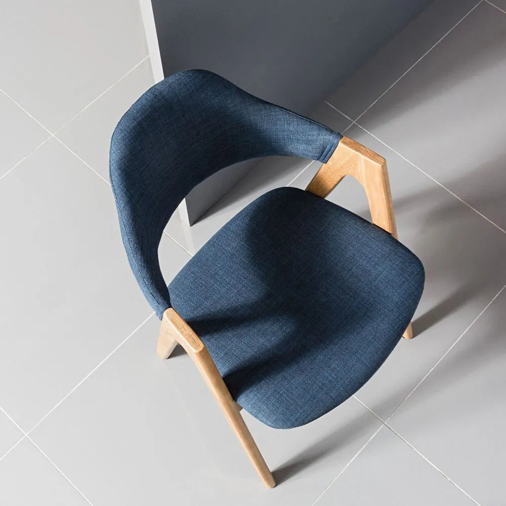 Nestor Dining Chair Midnight Blue Fabric Solid American Oak