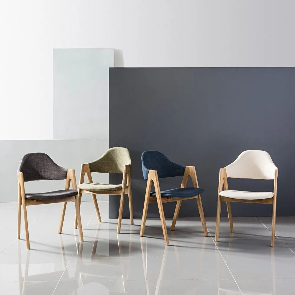 Nestor Dining Chair Midnight Blue Fabric Solid American Oak