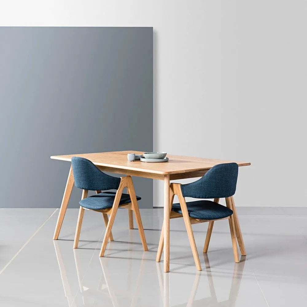 Nestor Dining Chair Midnight Blue Fabric Solid American Oak