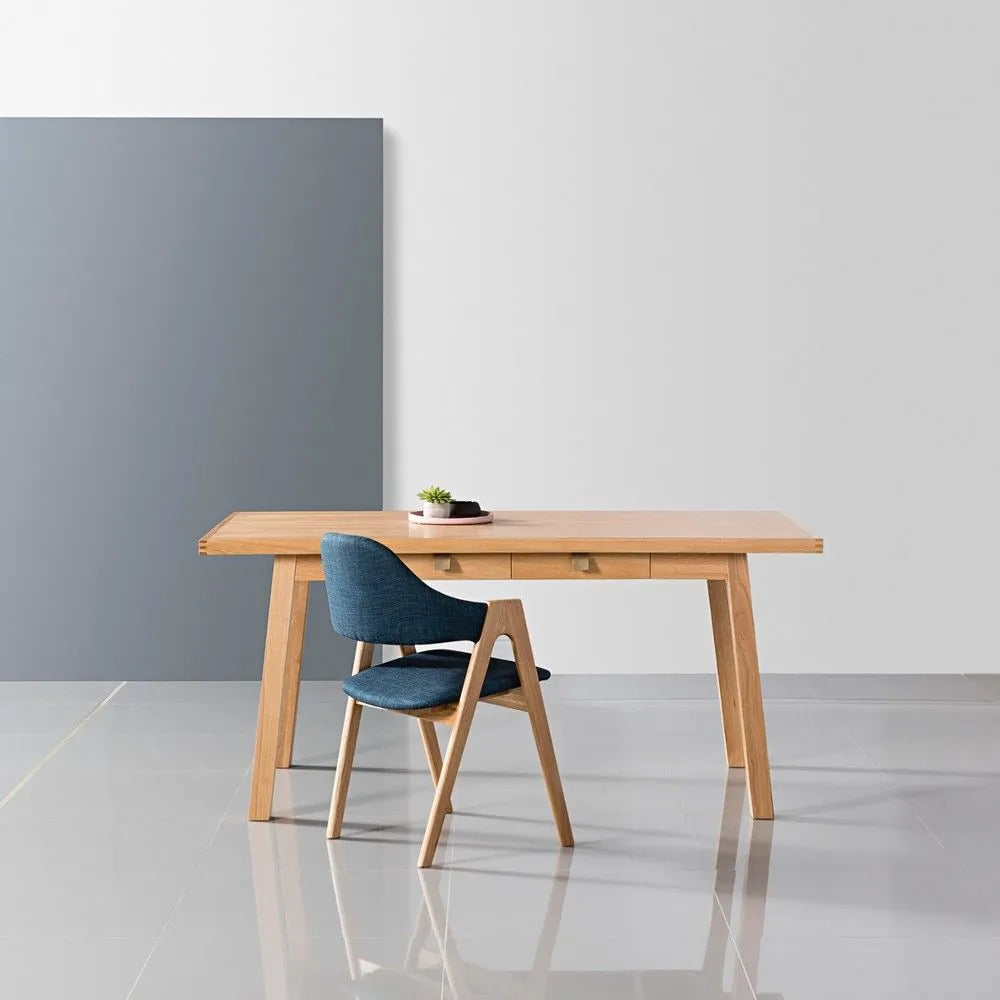 Nestor Dining Chair Midnight Blue Fabric Solid American Oak