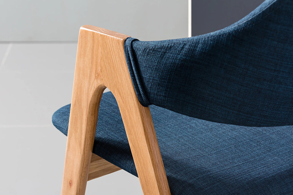 Nestor Dining Chair Midnight Blue Fabric Solid American Oak