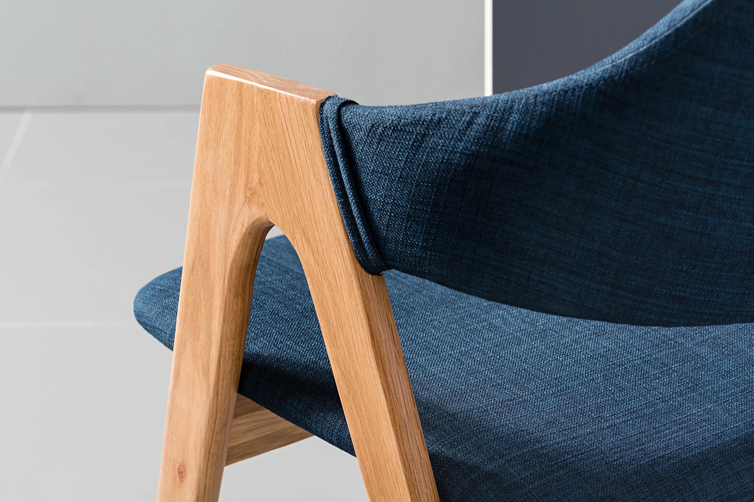 Nestor Dining Chair Midnight Blue Fabric Solid American Oak