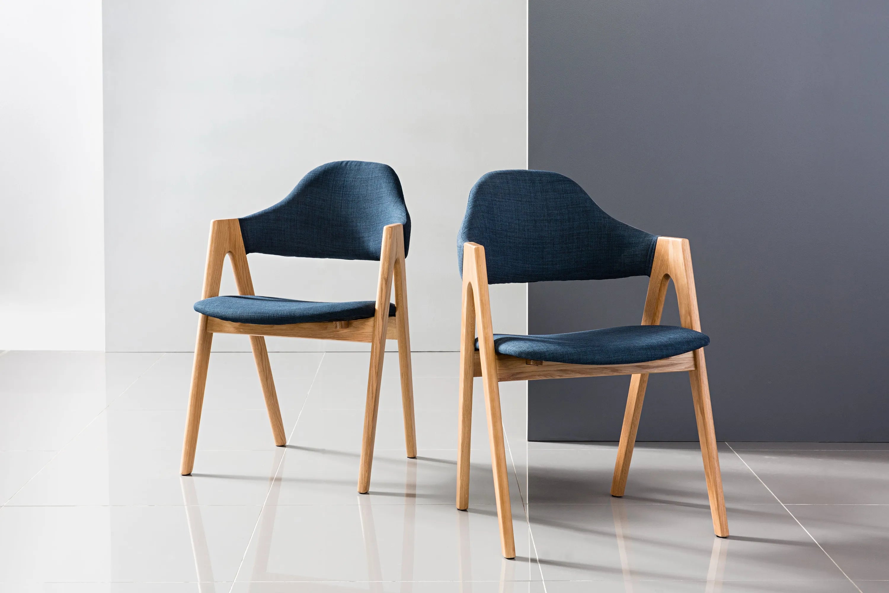 Nestor Dining Chair Midnight Blue Fabric Solid American Oak