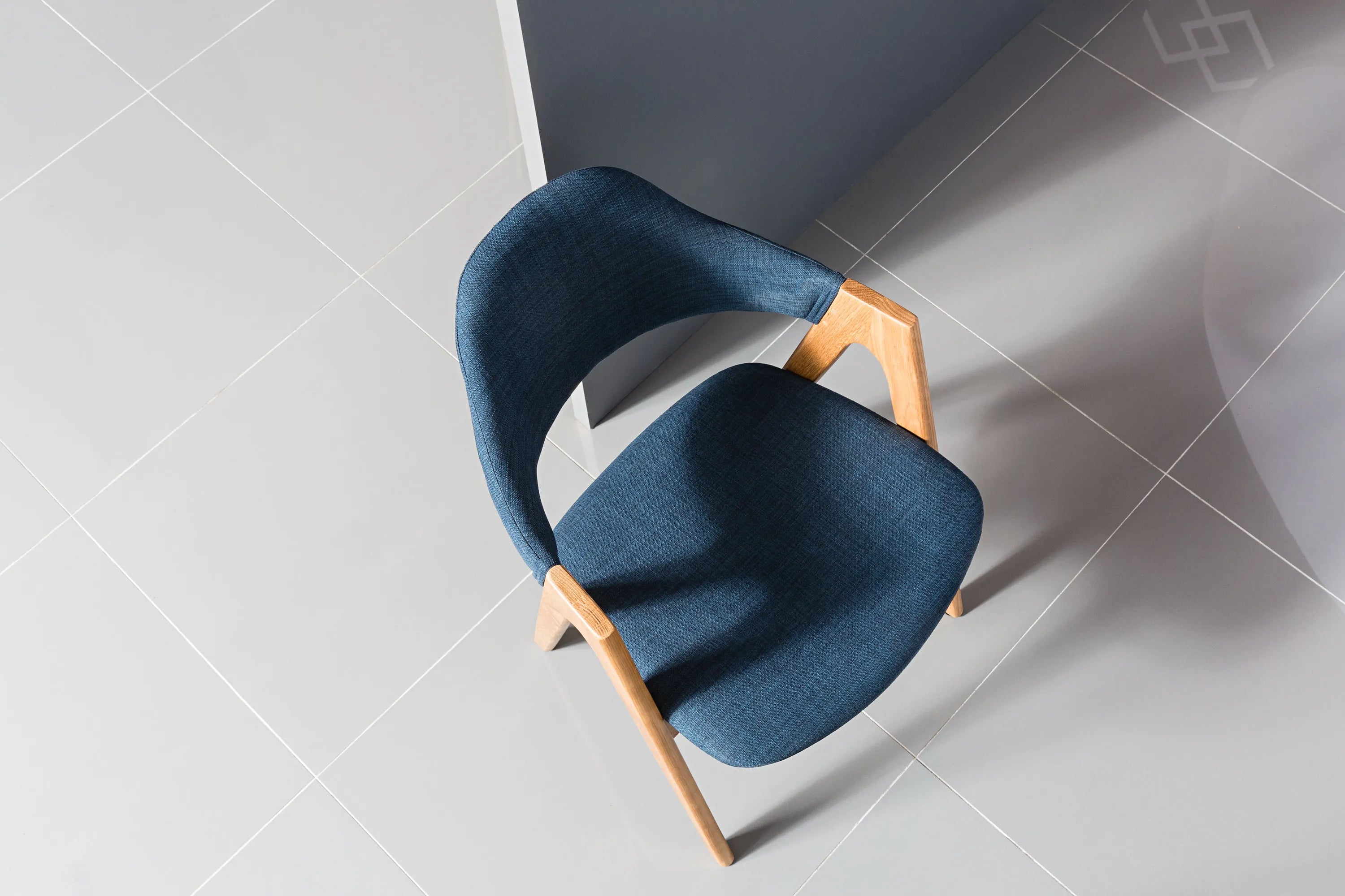 Nestor Dining Chair Midnight Blue Fabric Solid American Oak