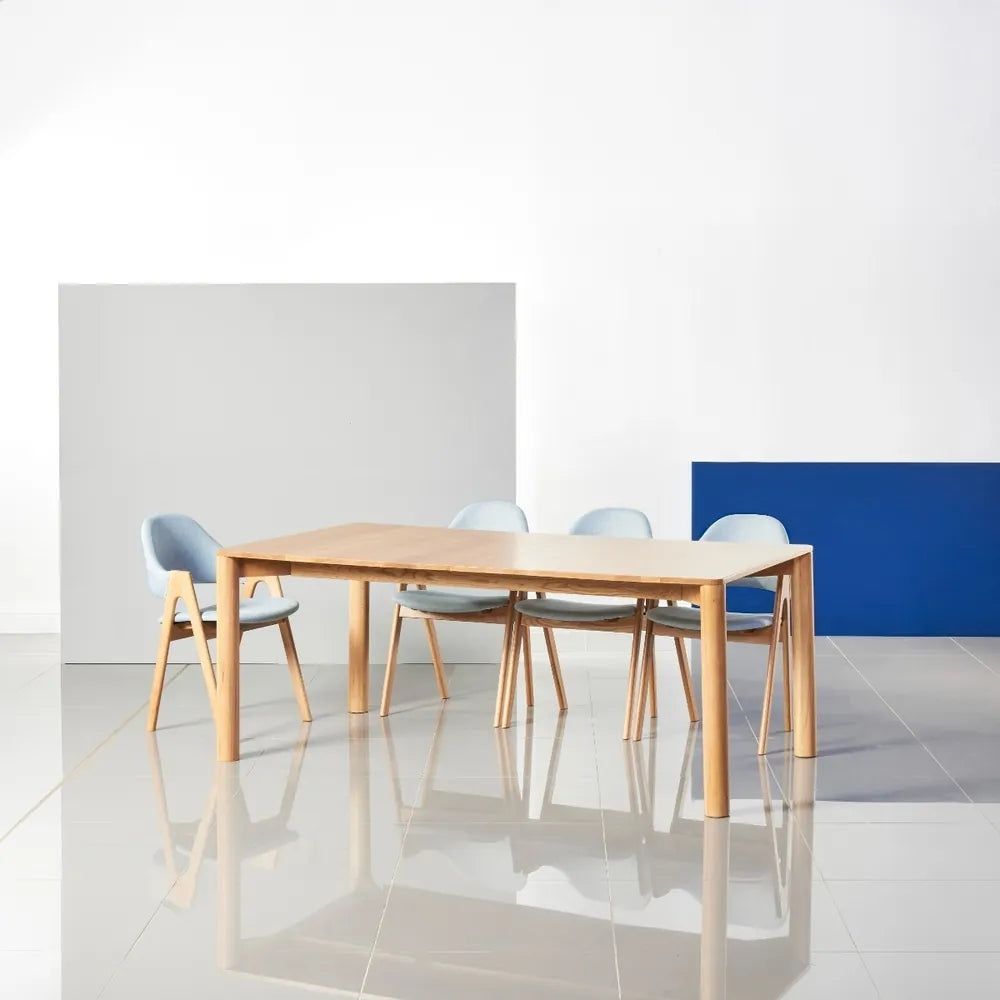 Nestor Dining Chair Pale Blue Fabric Solid American Oak