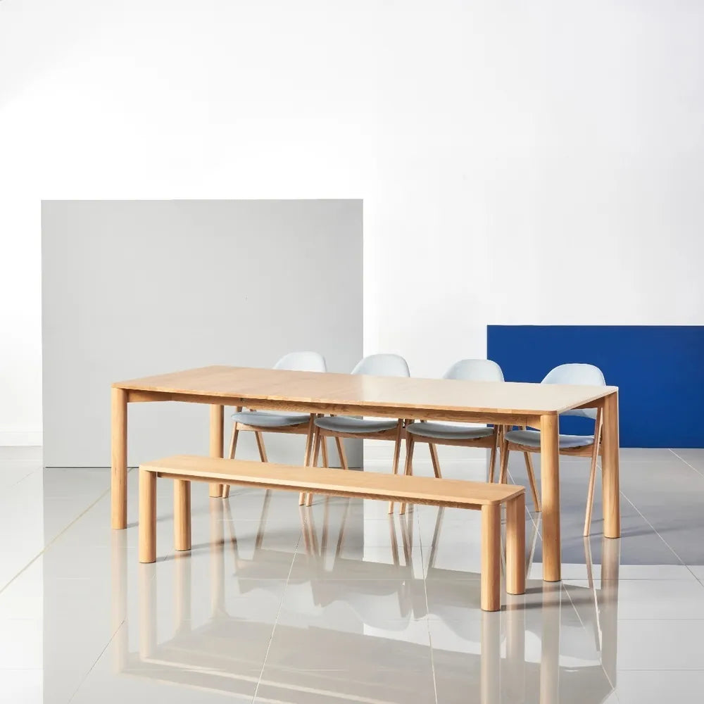 Nestor Dining Chair Pale Blue Fabric Solid American Oak
