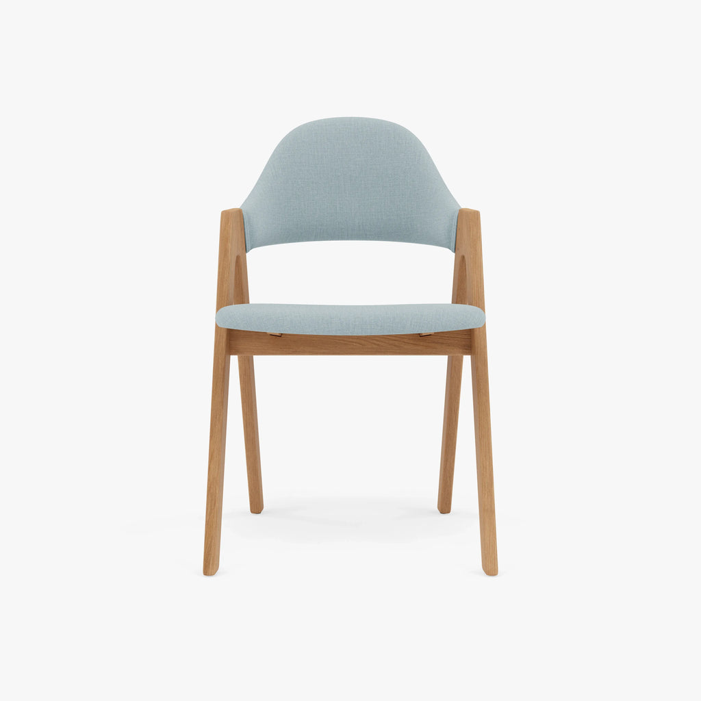 Nestor Dining Chair Pale Blue Fabric Solid American Oak