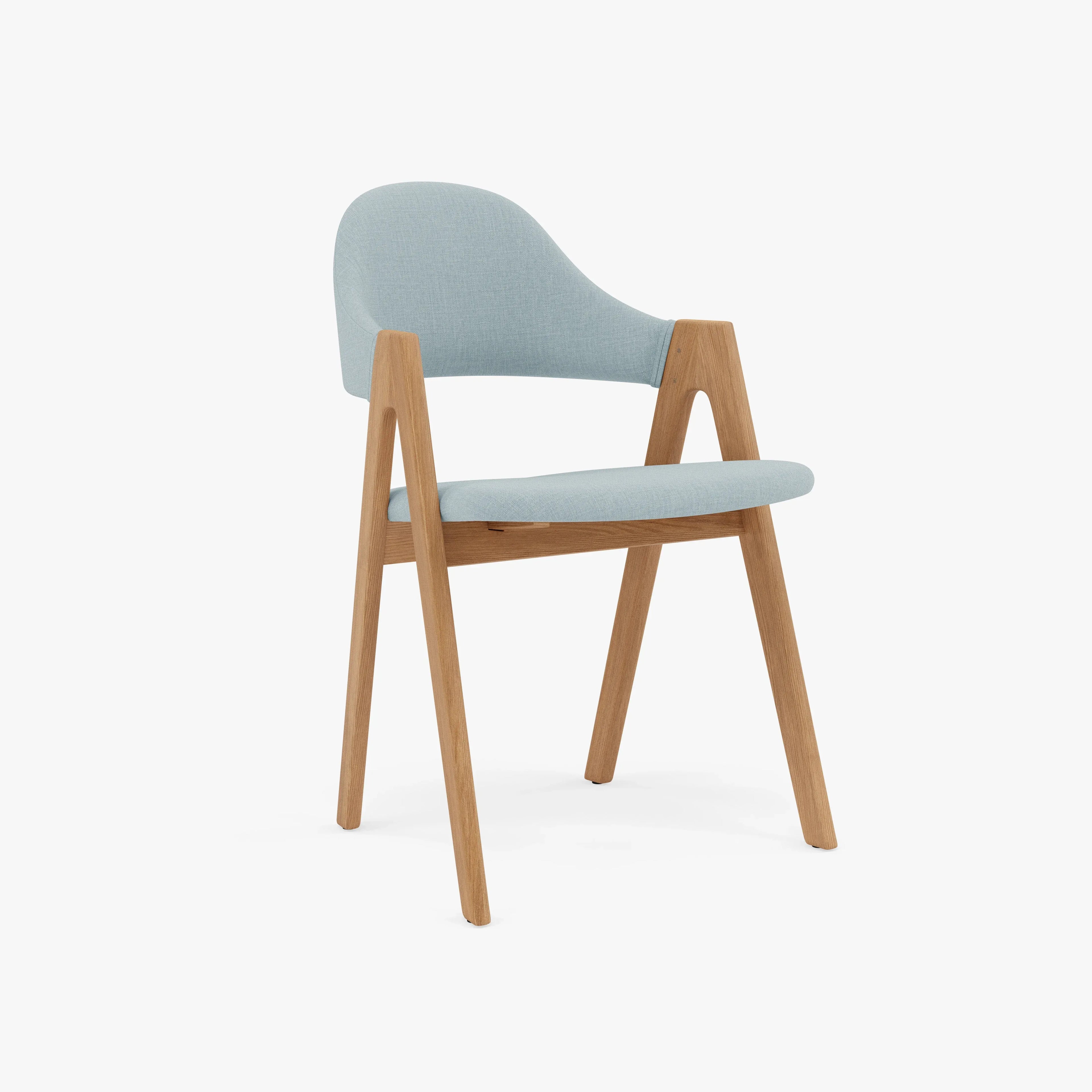Nestor Dining Chair Pale Blue Fabric Solid American Oak