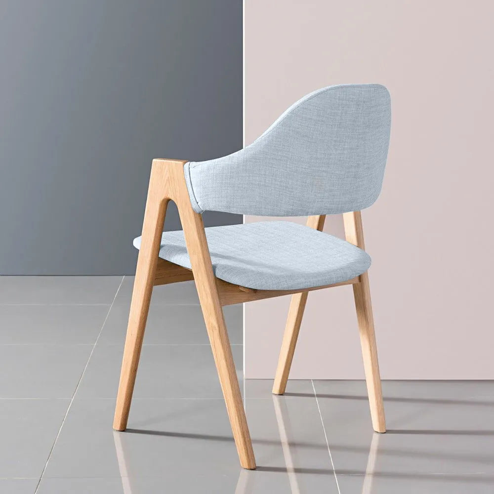 Nestor Dining Chair Pale Blue Fabric Solid American Oak