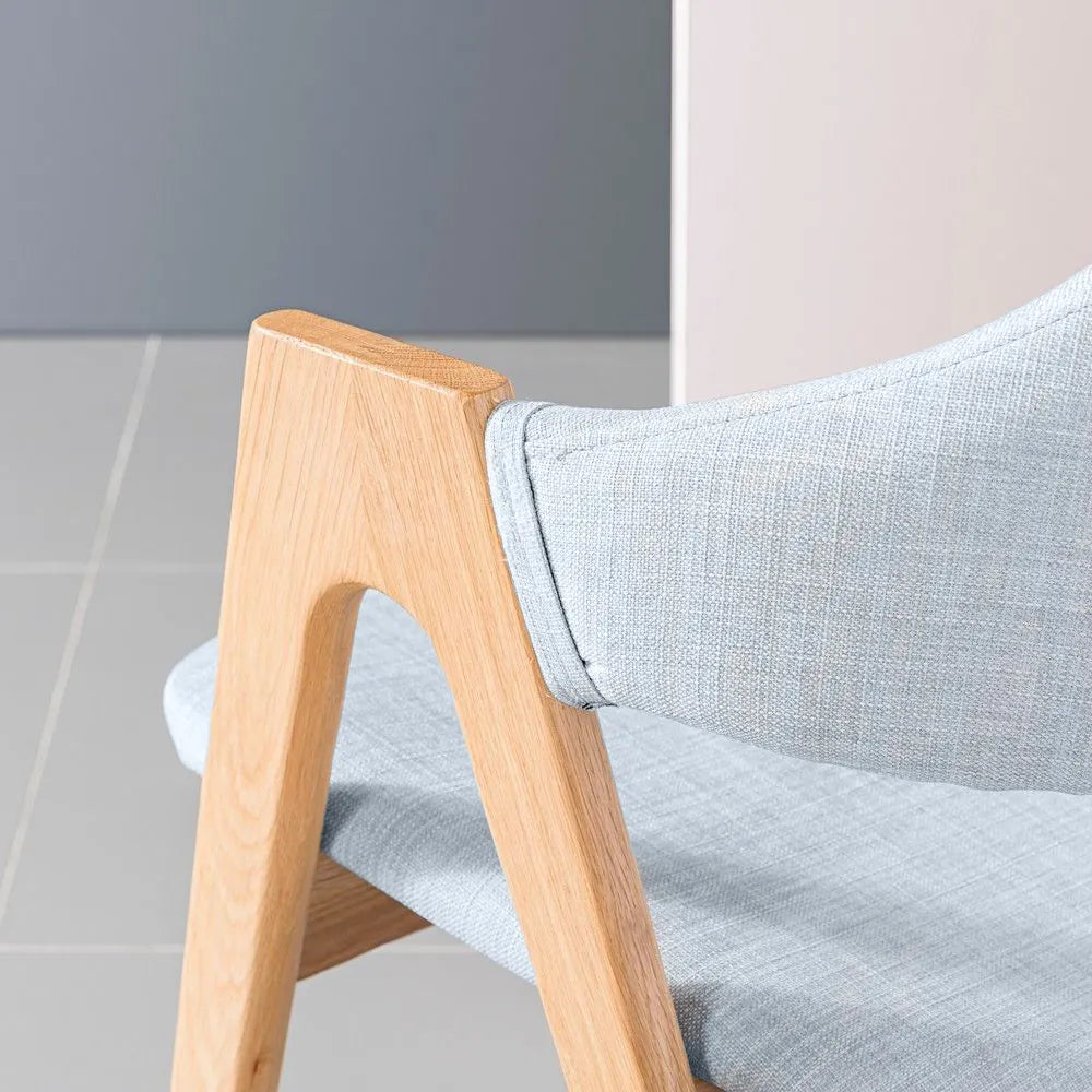 Nestor Dining Chair Pale Blue Fabric Solid American Oak