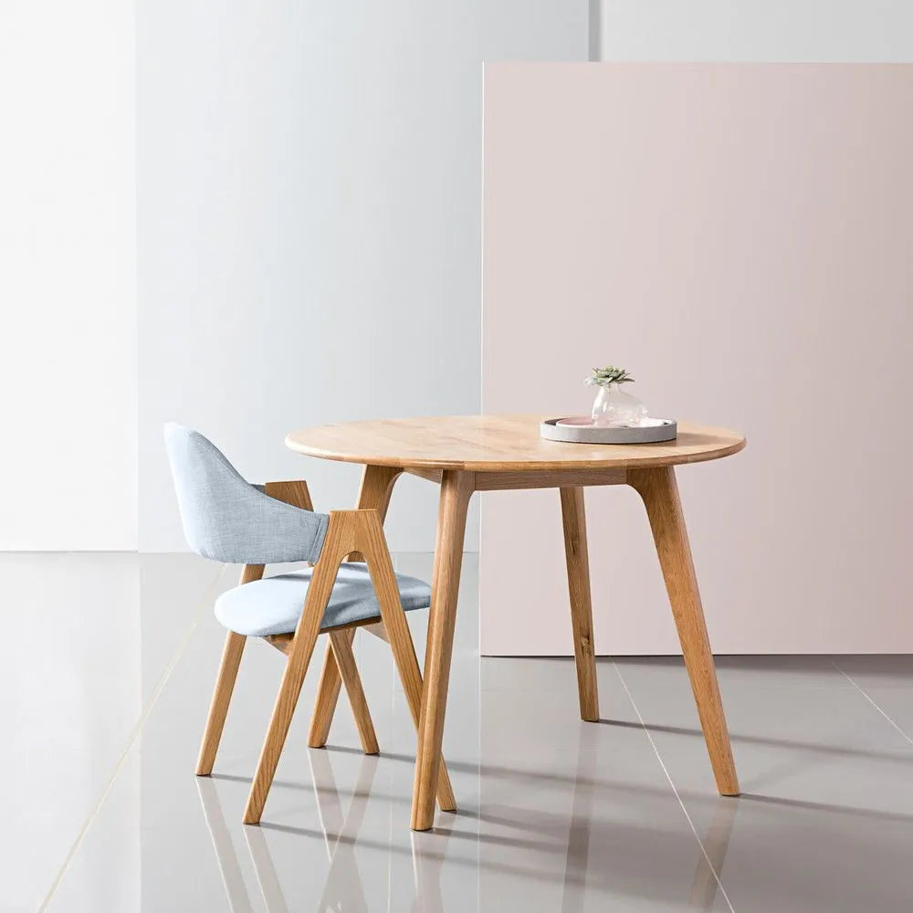 Nestor Dining Chair Pale Blue Fabric Solid American Oak