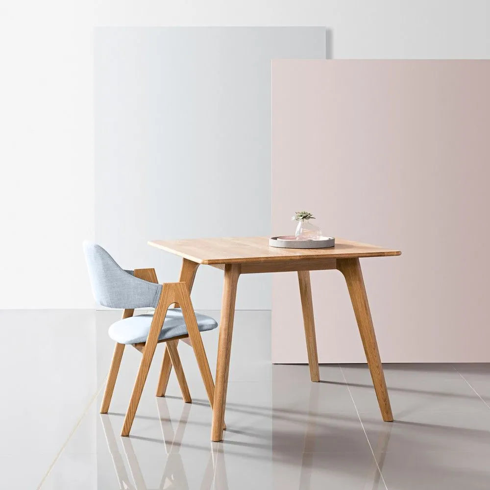 Nestor Dining Chair Pale Blue Fabric Solid American Oak