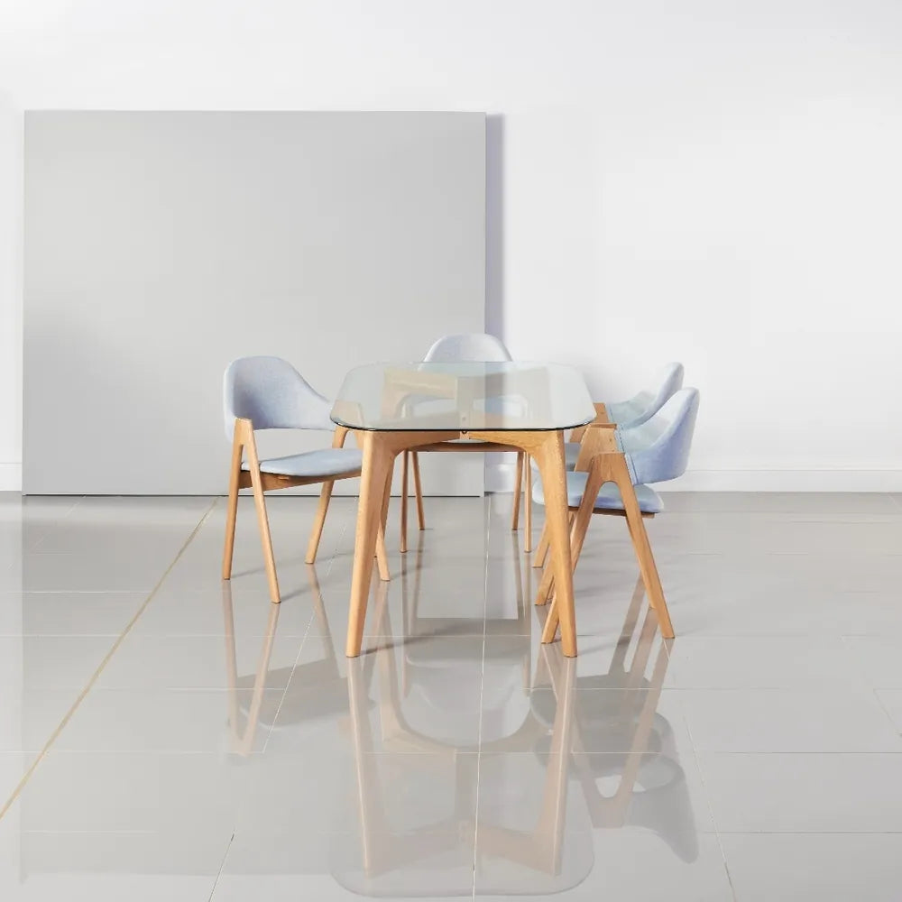 Nestor Dining Chair Pale Blue Fabric Solid American Oak
