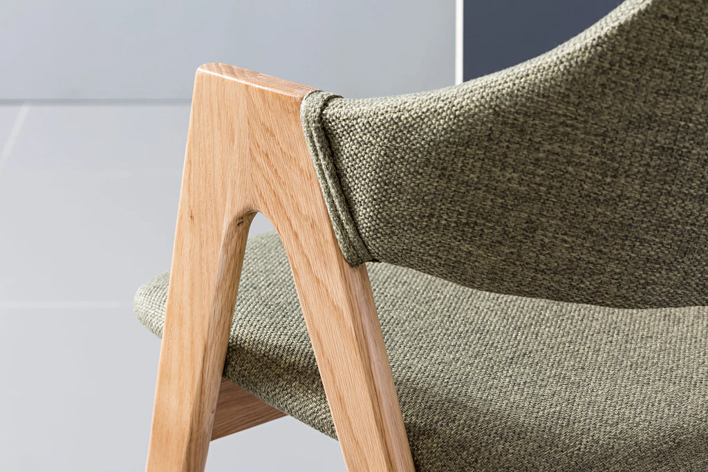 Nestor Dining Chair Sage Green Fabric Solid American Oak