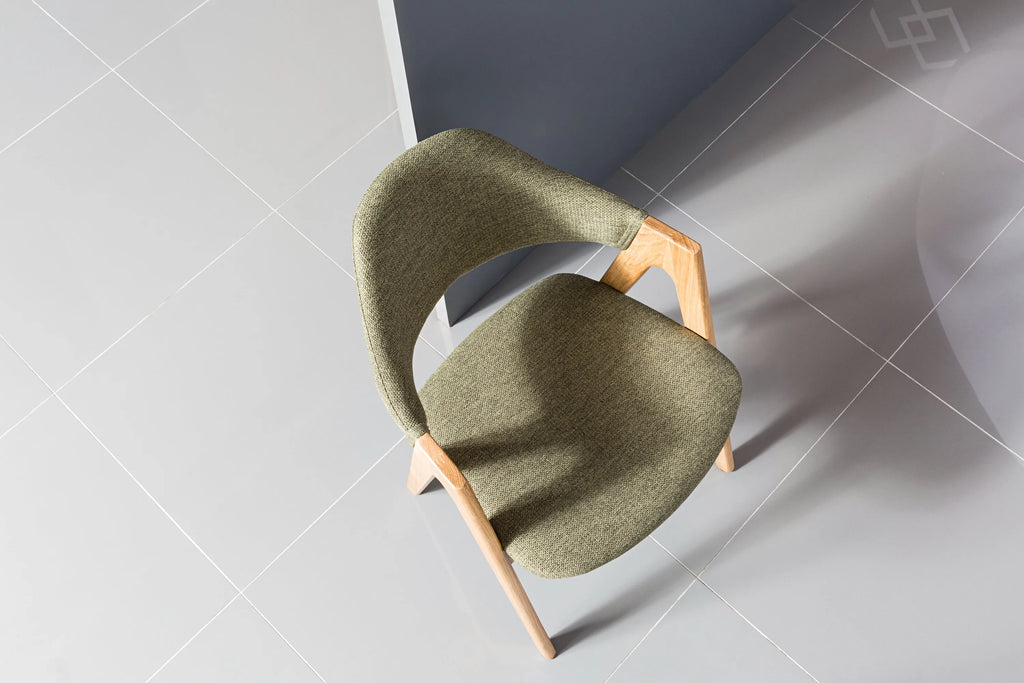 Nestor Dining Chair Sage Green Fabric Solid American Oak