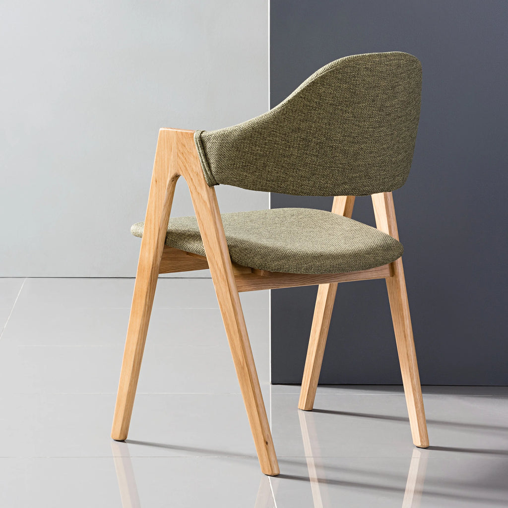 Nestor Dining Chair Sage Green Fabric Solid American Oak
