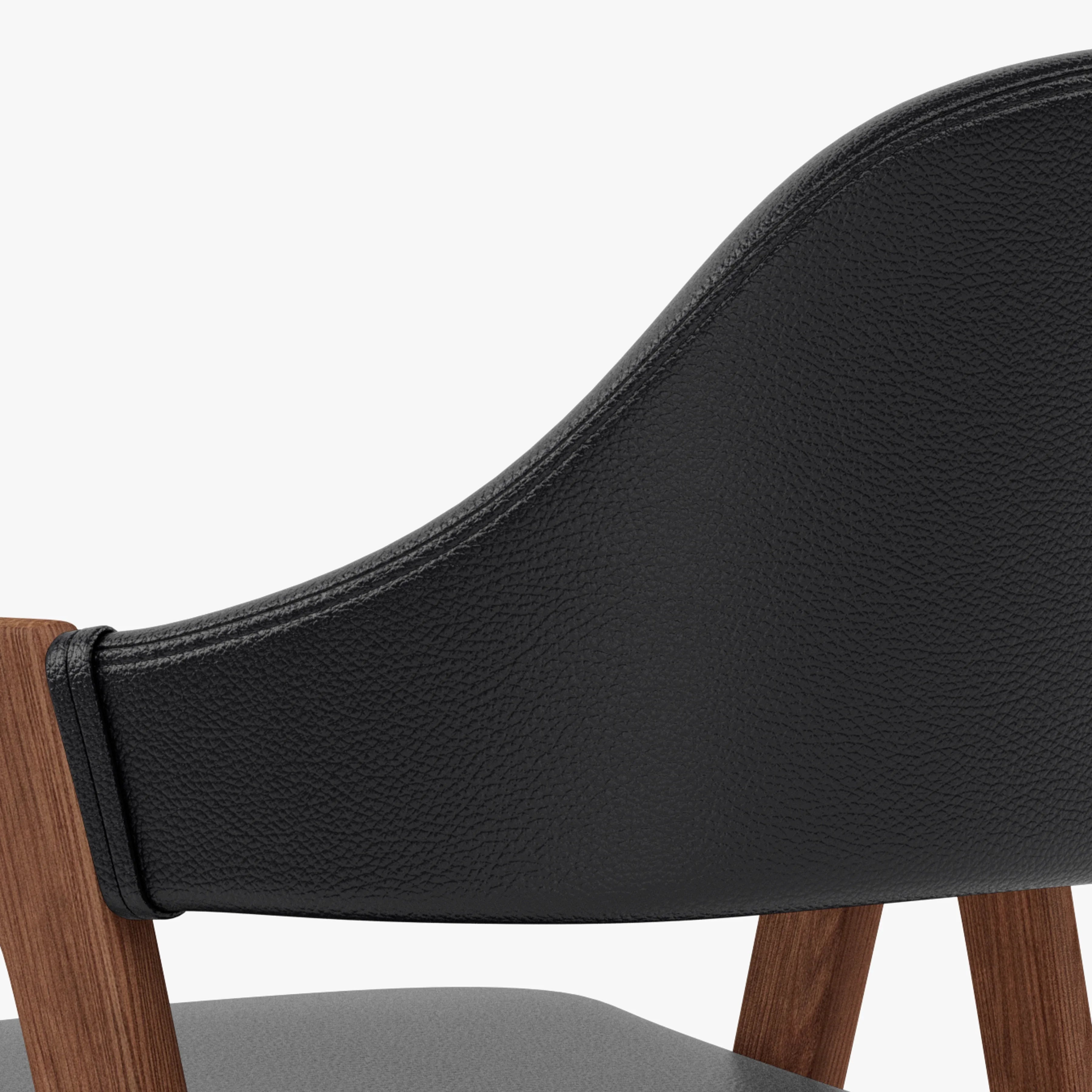 Nestor Dining Chair Black Leather Solid American Walnut