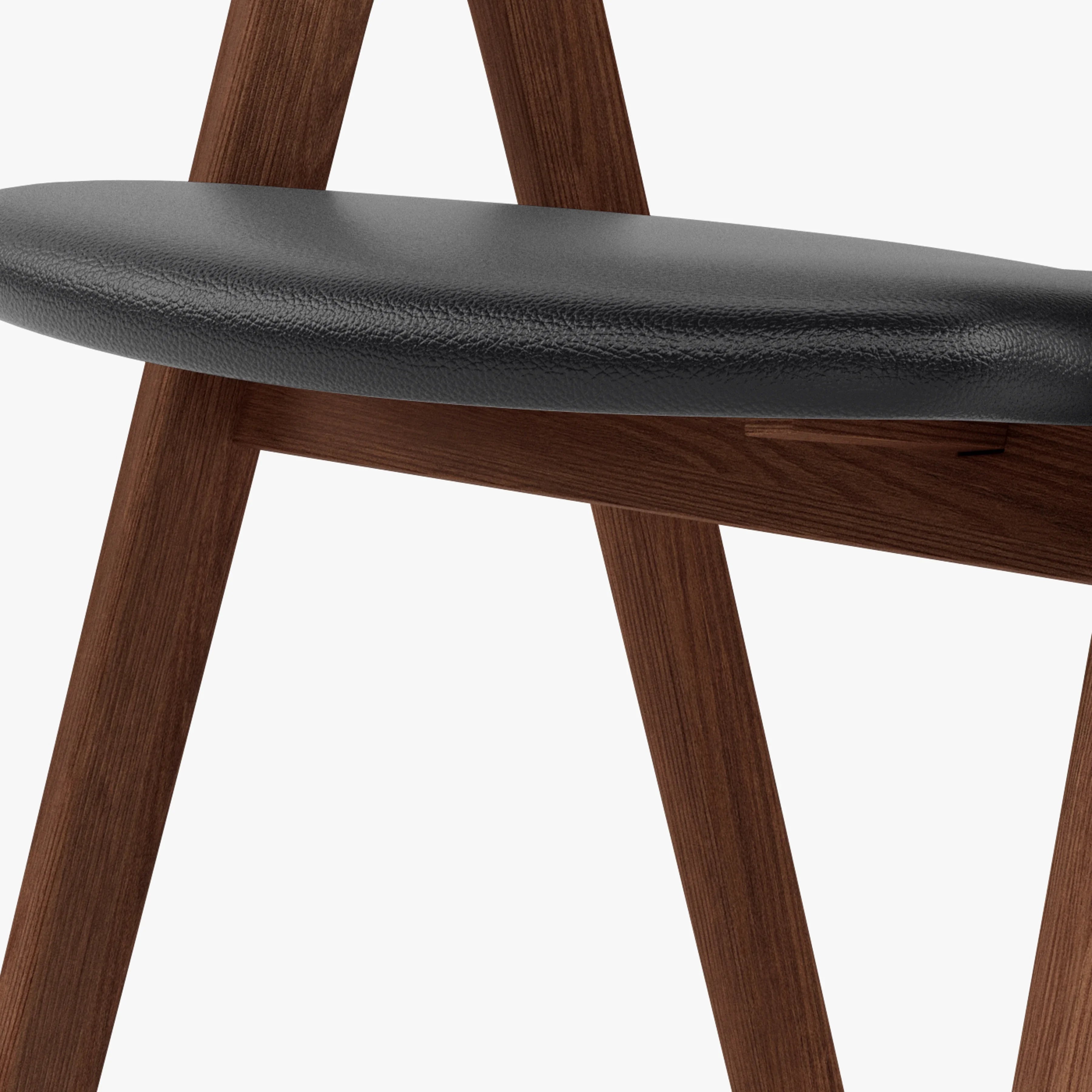 Nestor Dining Chair Black Leather Solid American Walnut