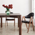 Nestor Dining Chair Black Leather Solid American Walnut