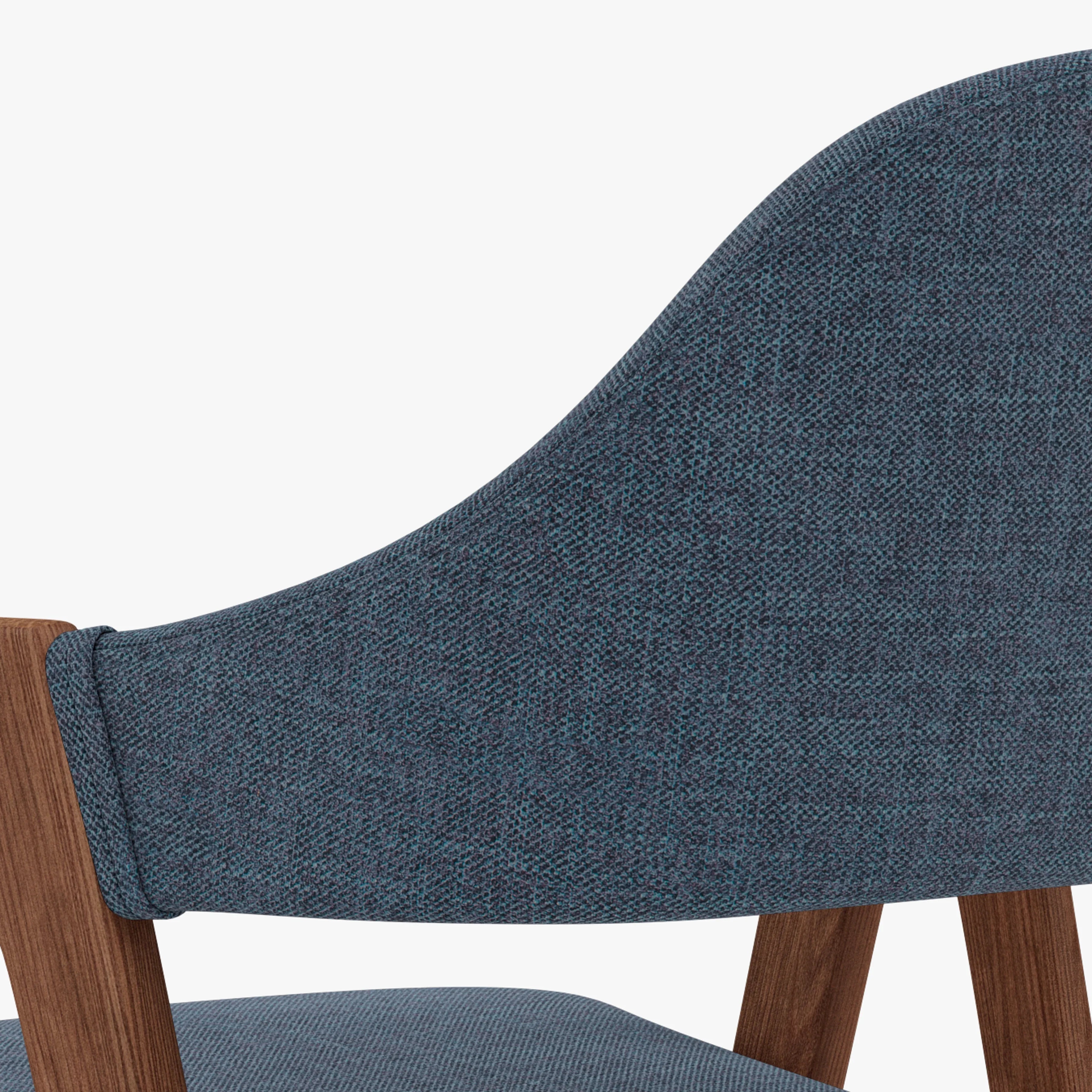 Nestor Dining Chair Chambray Blue Fabric Solid American Walnut