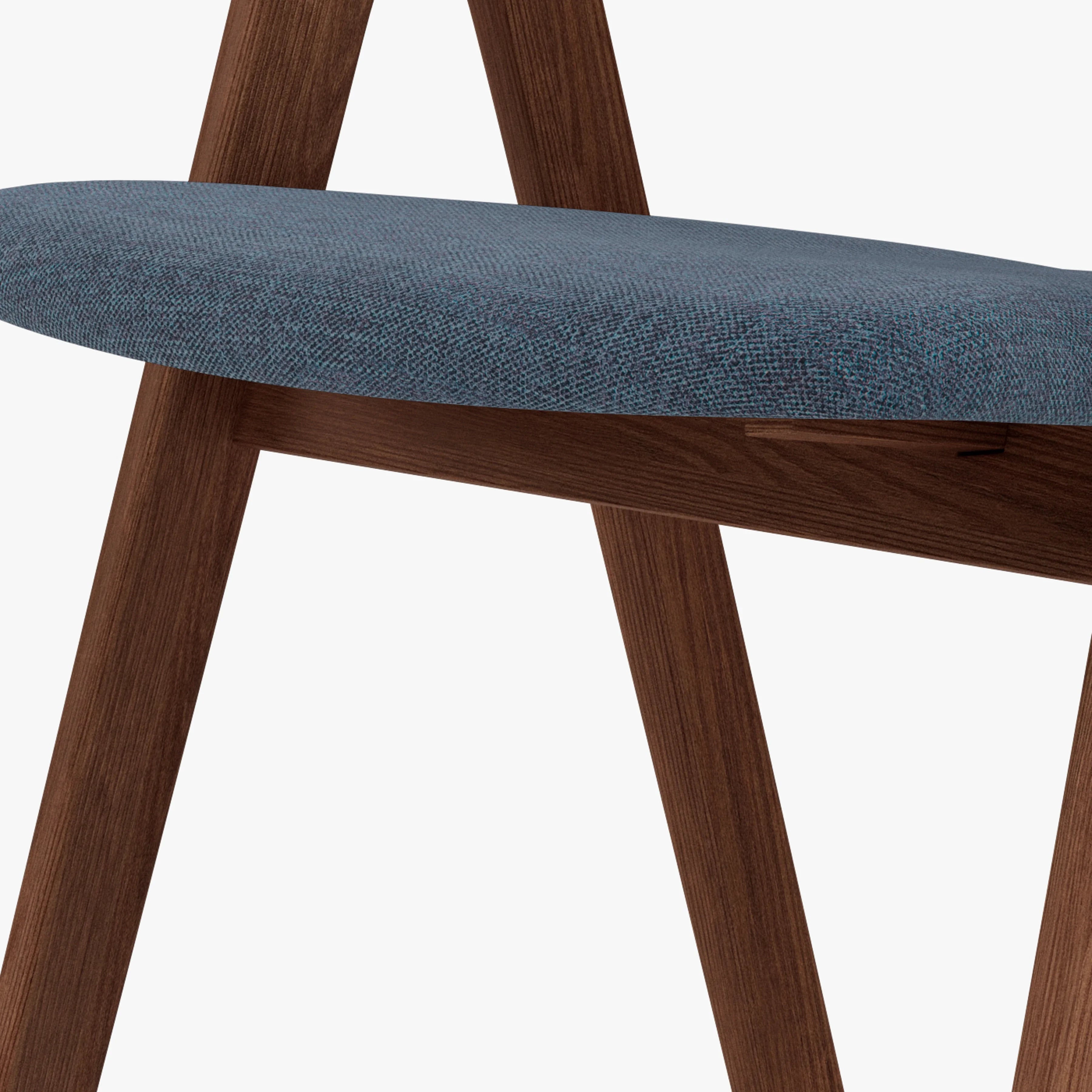 Nestor Dining Chair Chambray Blue Fabric Solid American Walnut