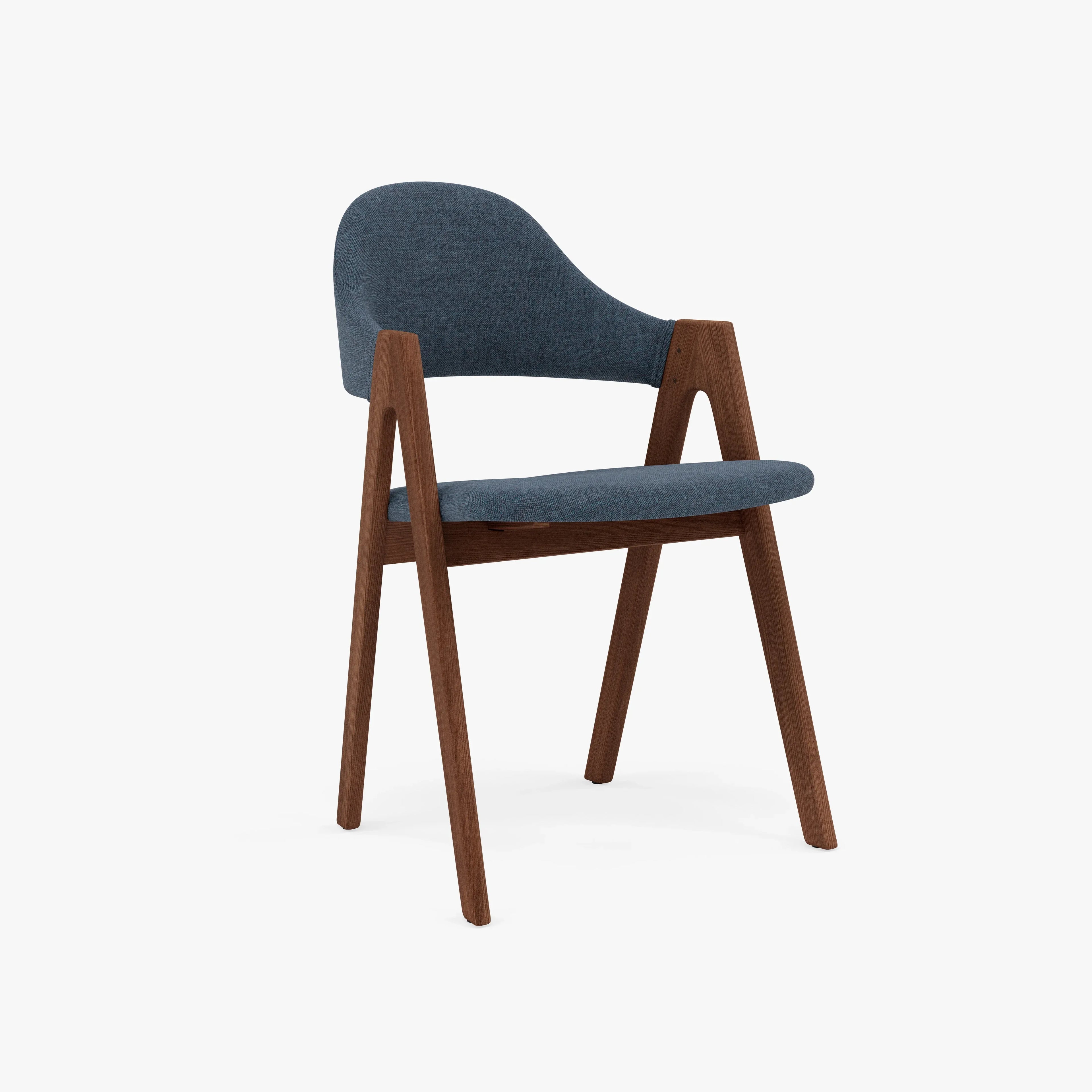 Nestor Dining Chair Chambray Blue Fabric Solid American Walnut