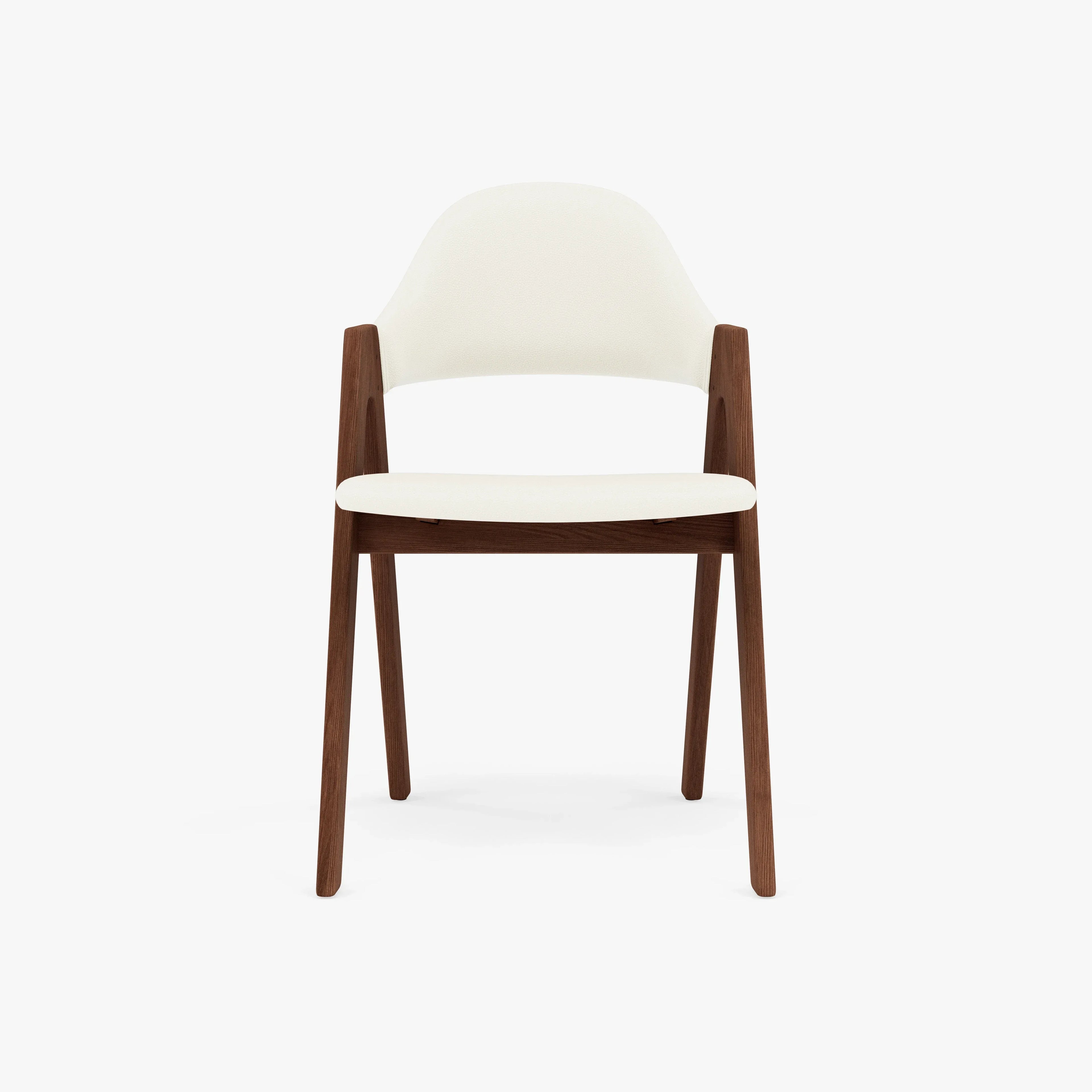 Nestor Dining Chair Cream Leather Solid American Walnut
