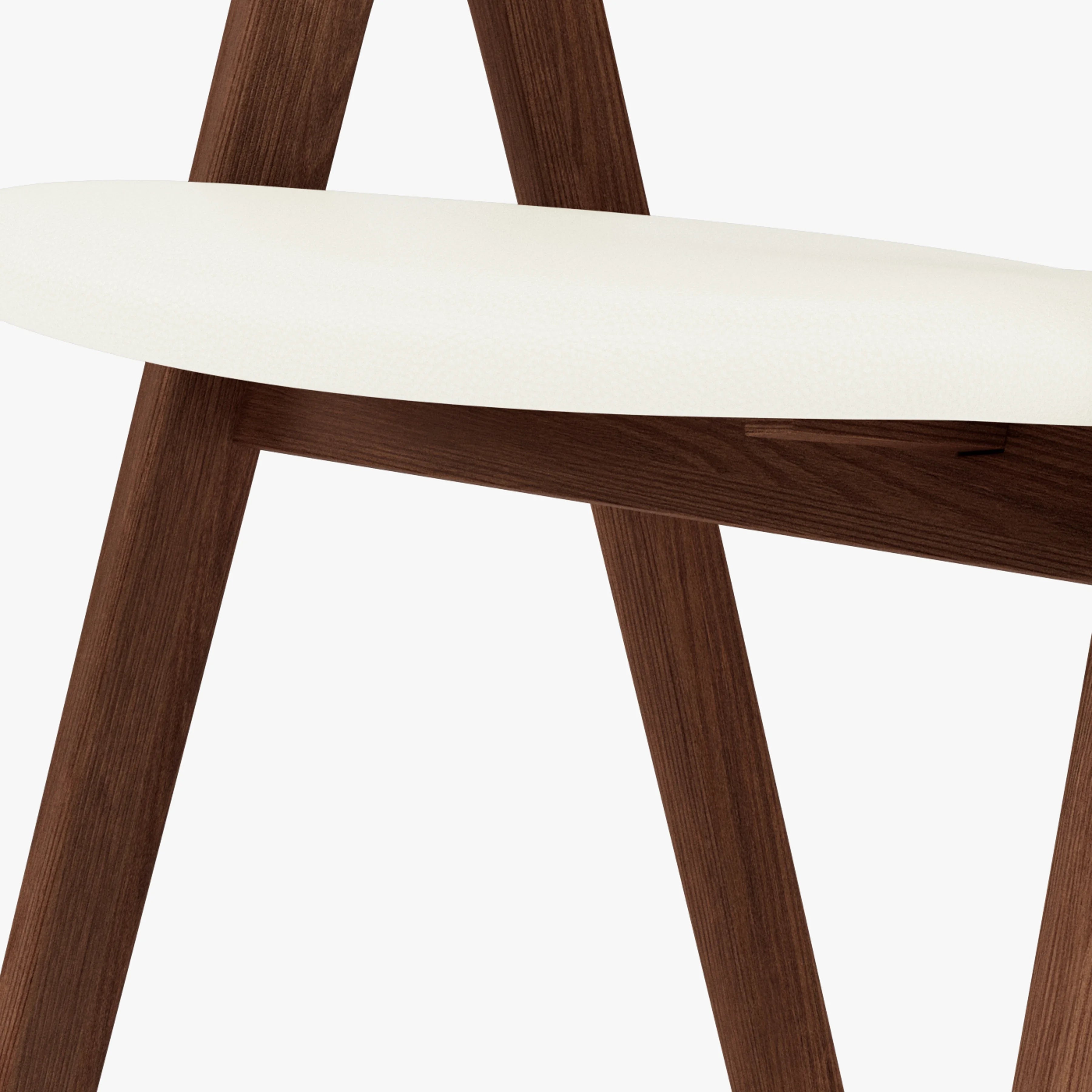 Nestor Dining Chair Cream Leather Solid American Walnut