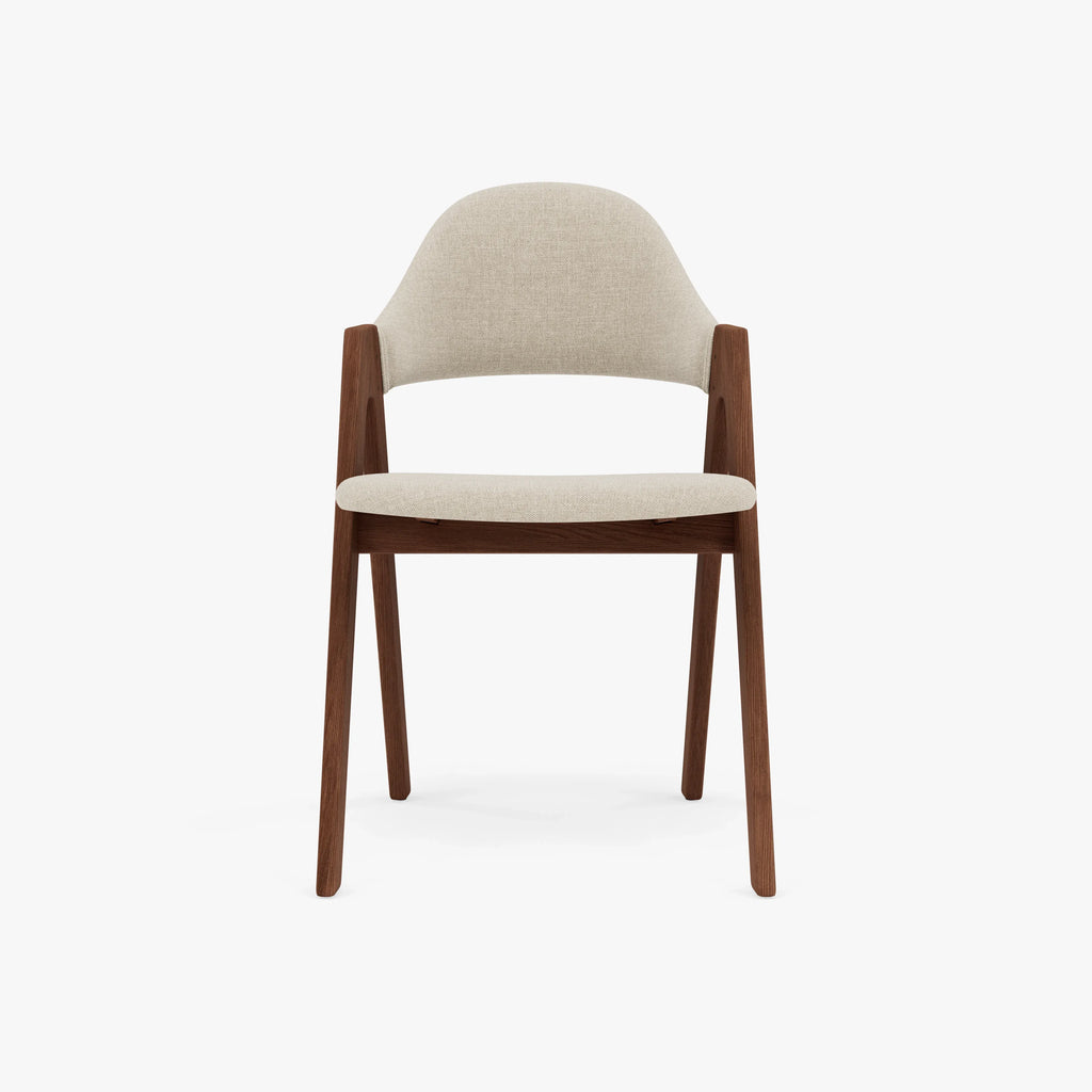 Nestor Dining Chair Oatmeal Beige Fabric Solid American Walnut
