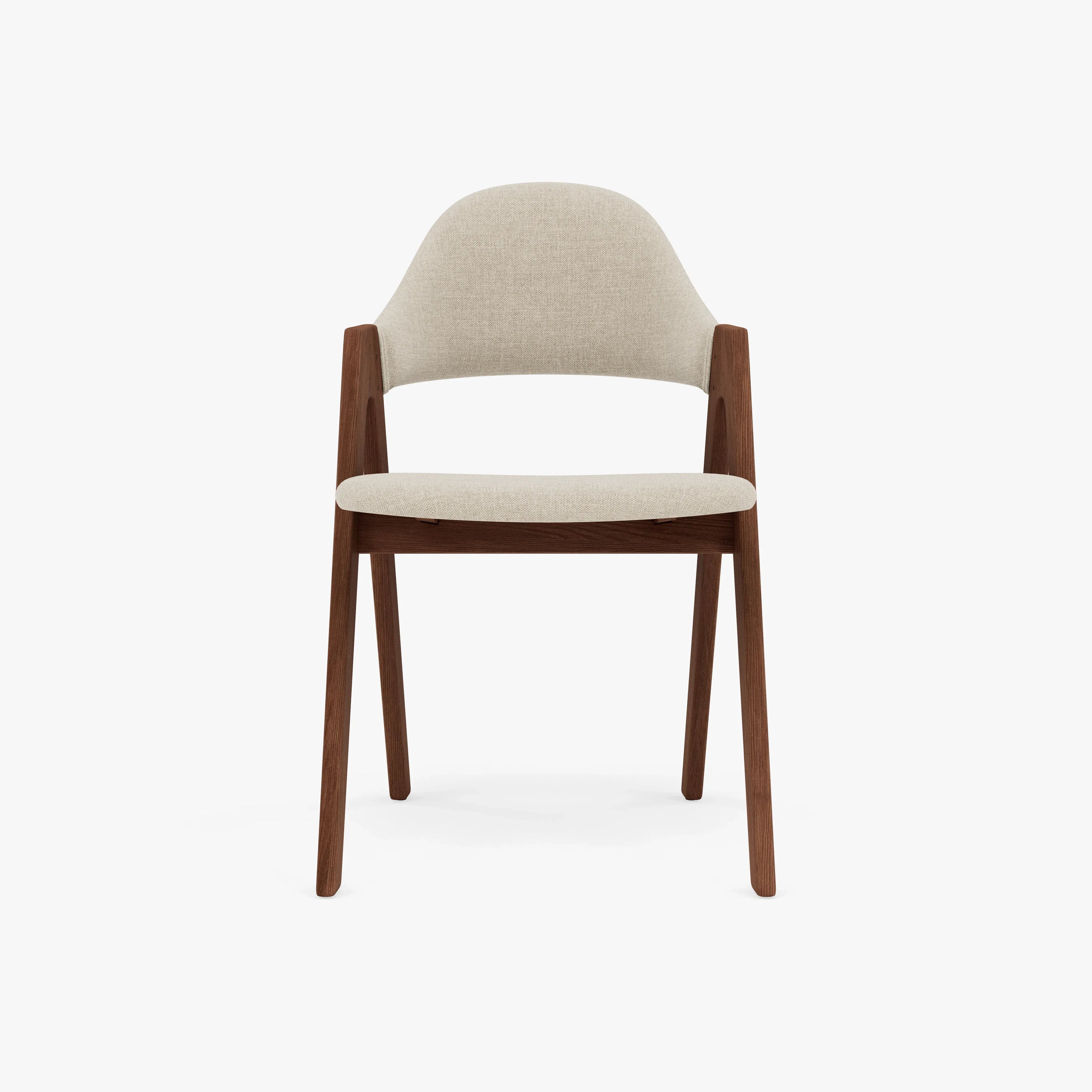 Nestor Dining Chair Oatmeal Beige Fabric Solid American Walnut