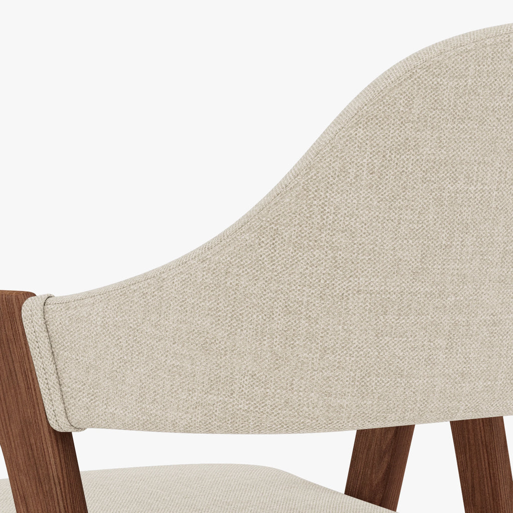 Nestor Dining Chair Oatmeal Beige Fabric Solid American Walnut