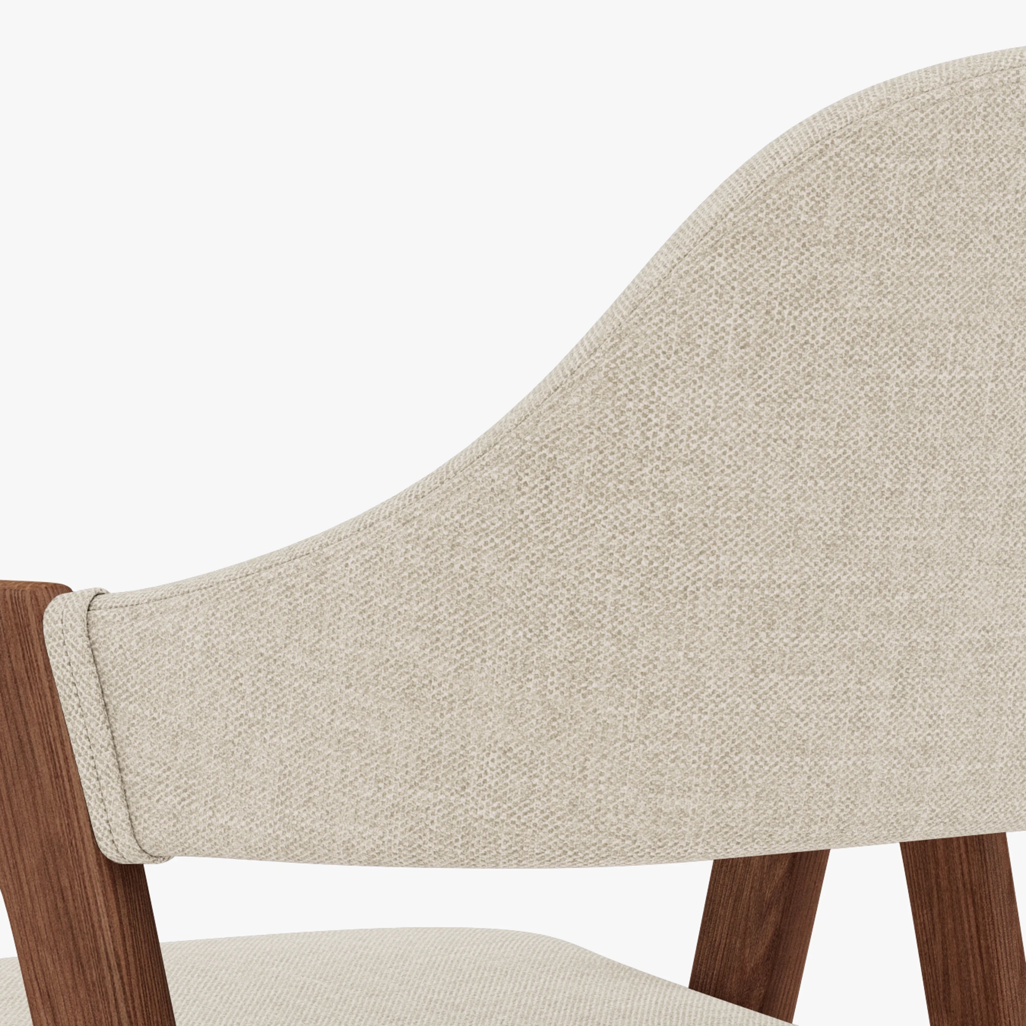 Nestor Dining Chair Oatmeal Beige Fabric Solid American Walnut