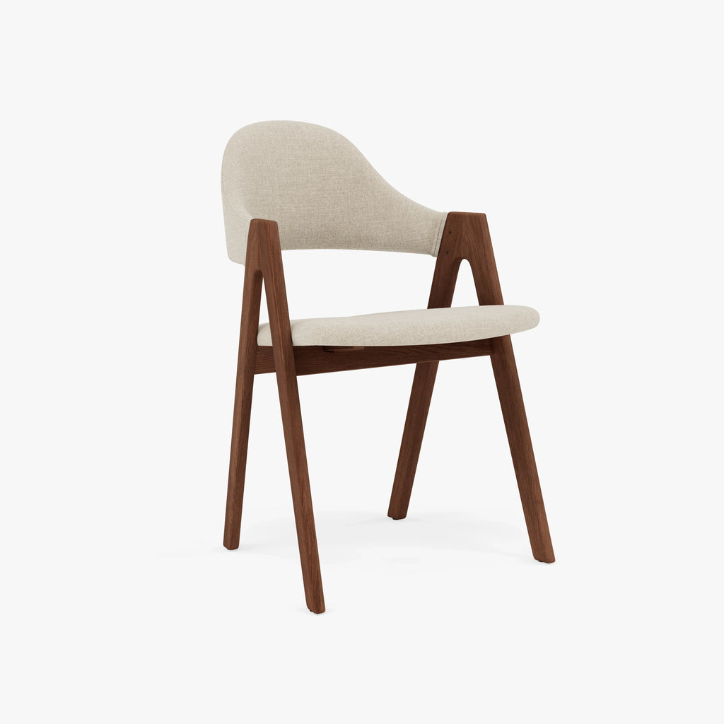 Nestor Dining Chair Oatmeal Beige Fabric Solid American Walnut