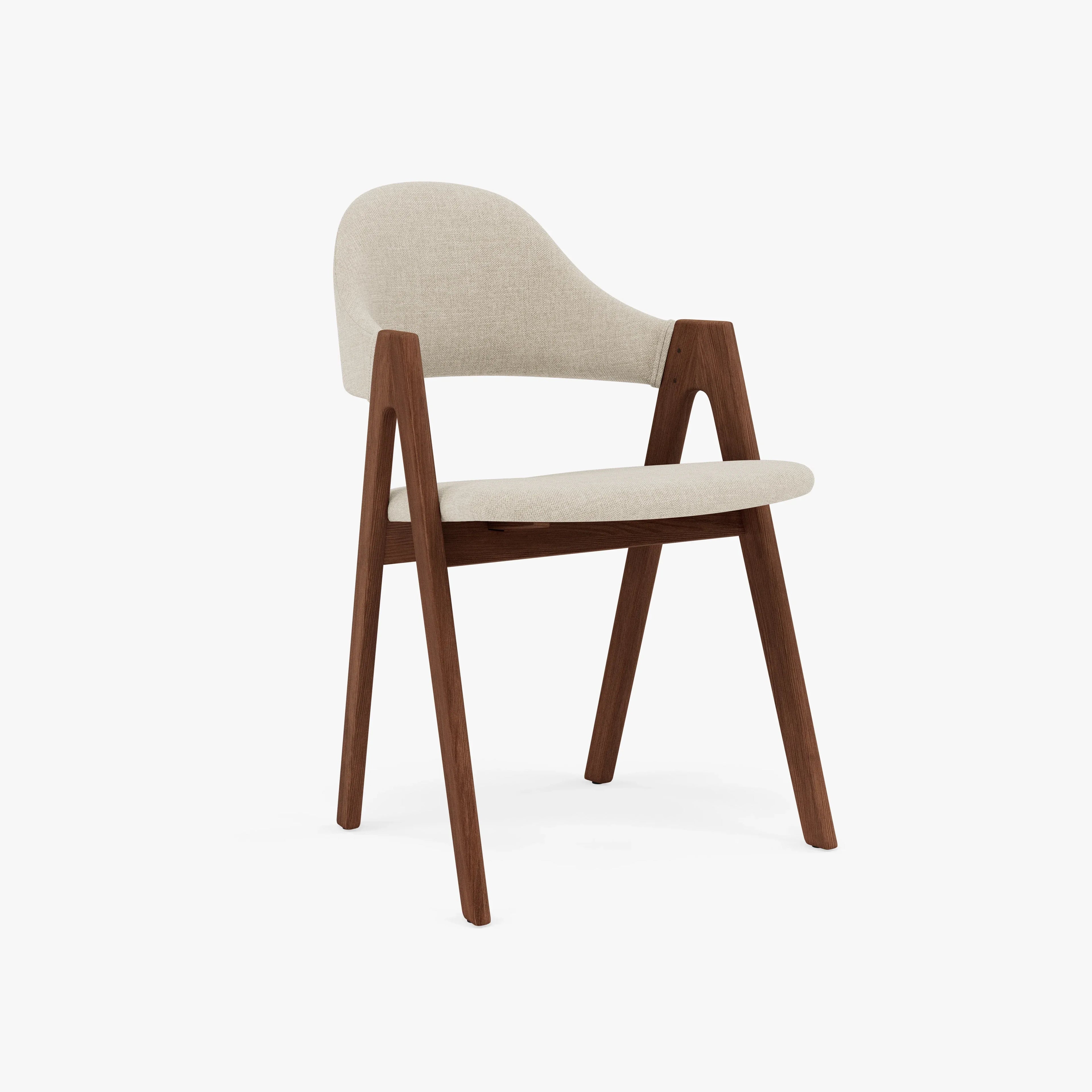 Nestor Dining Chair Oatmeal Beige Fabric Solid American Walnut