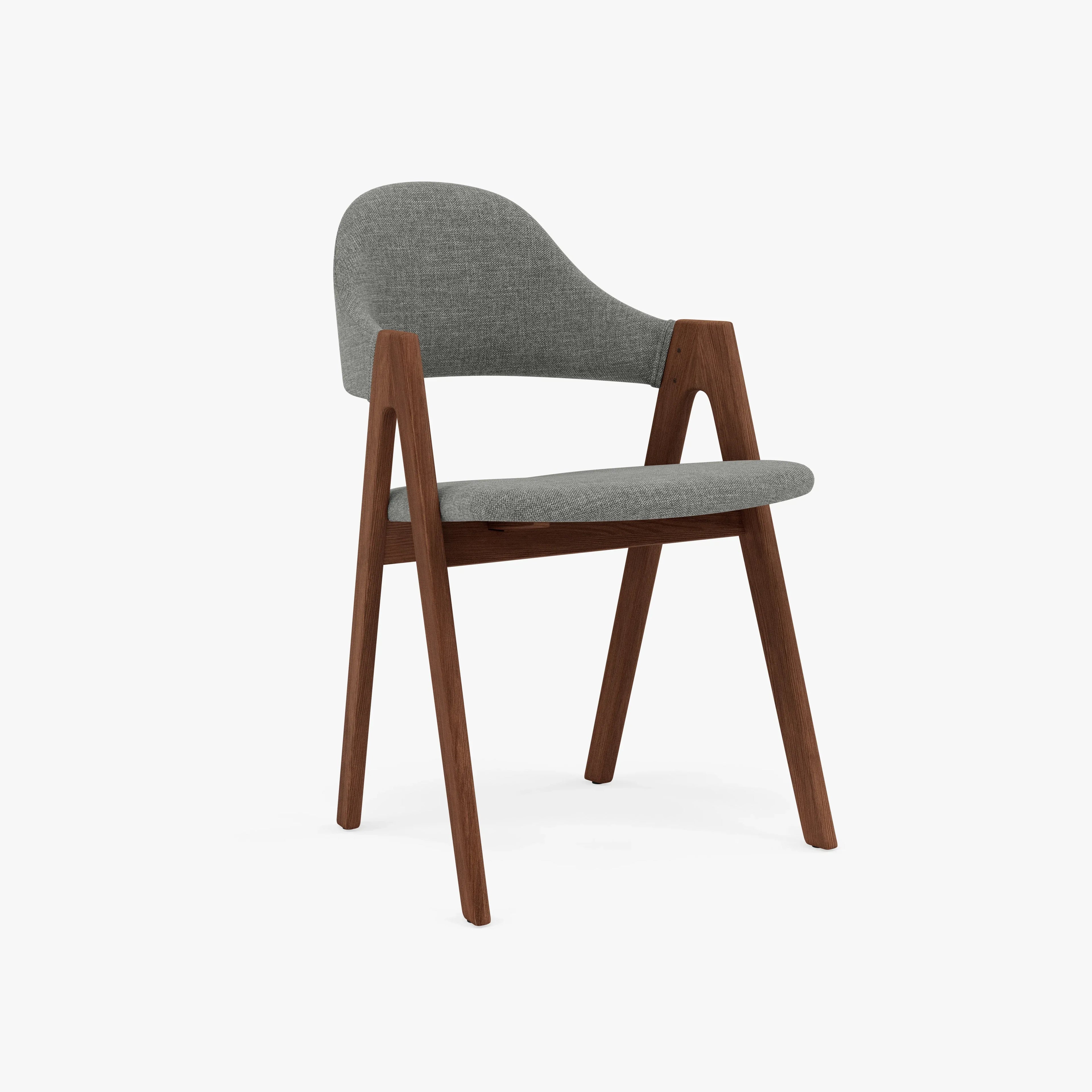 Nestor Dining Chair Pewter Gray Fabric Solid American Walnut