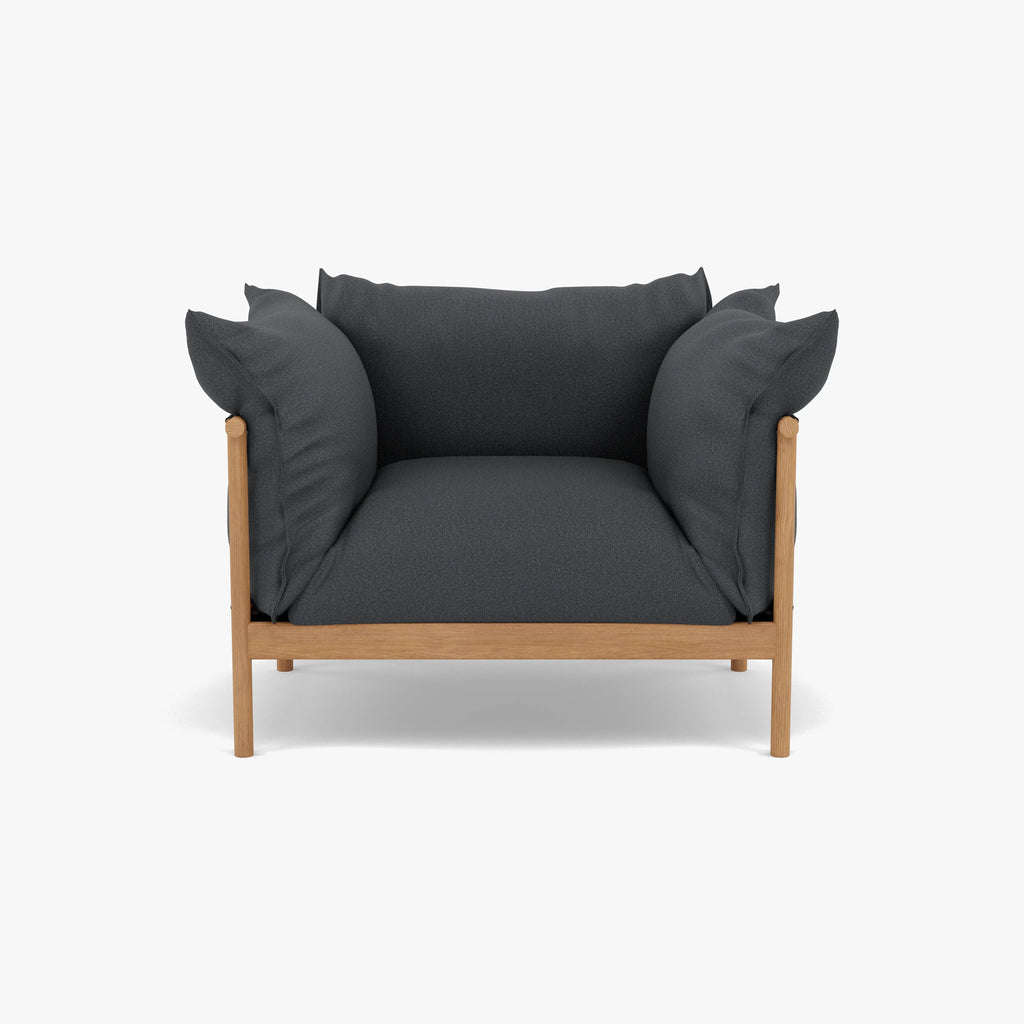 Olivia Armchair Granite Gray Fabric Solid American Oak