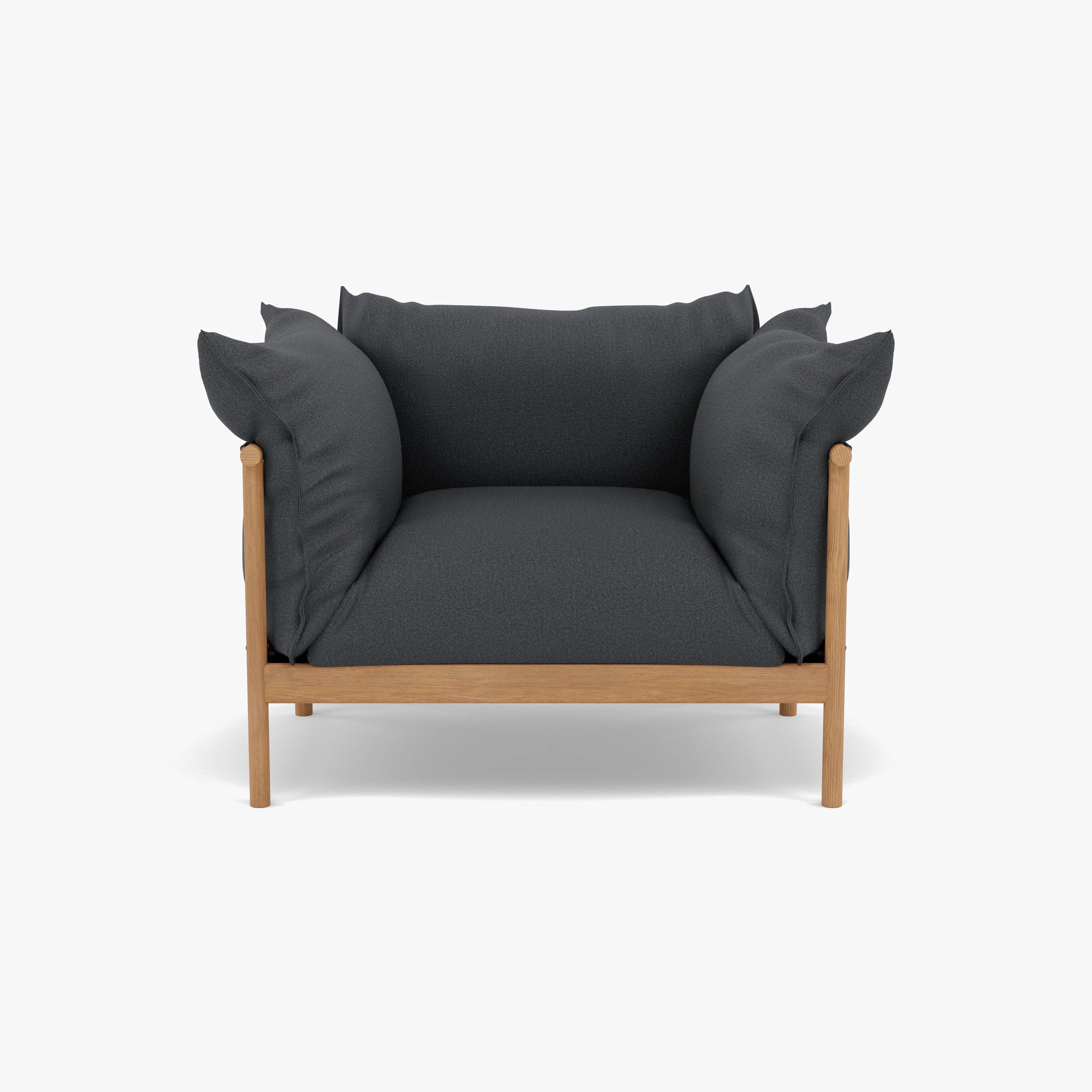 Olivia Armchair Granite Gray Fabric Solid American Oak