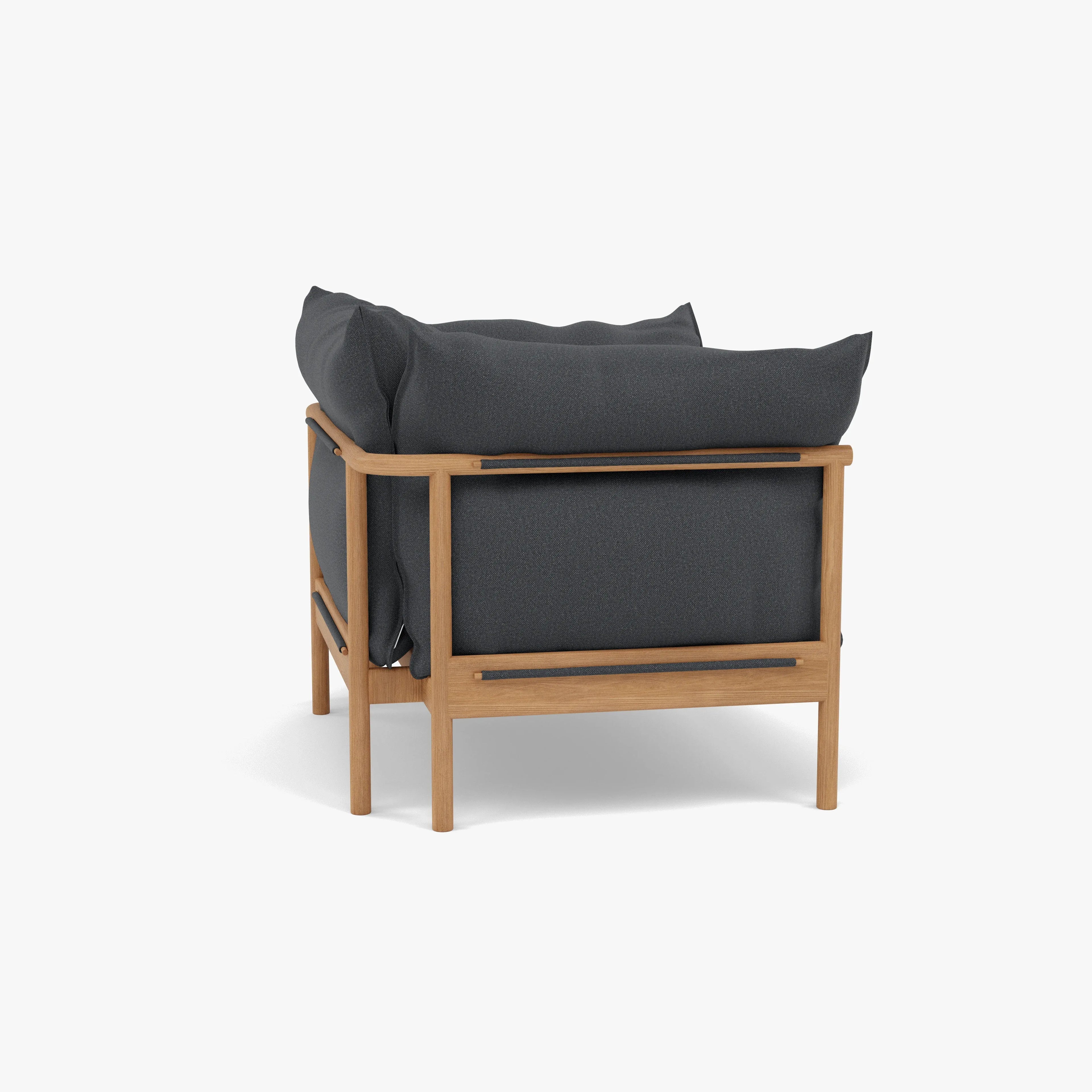 Olivia Armchair Granite Gray Fabric Solid American Oak