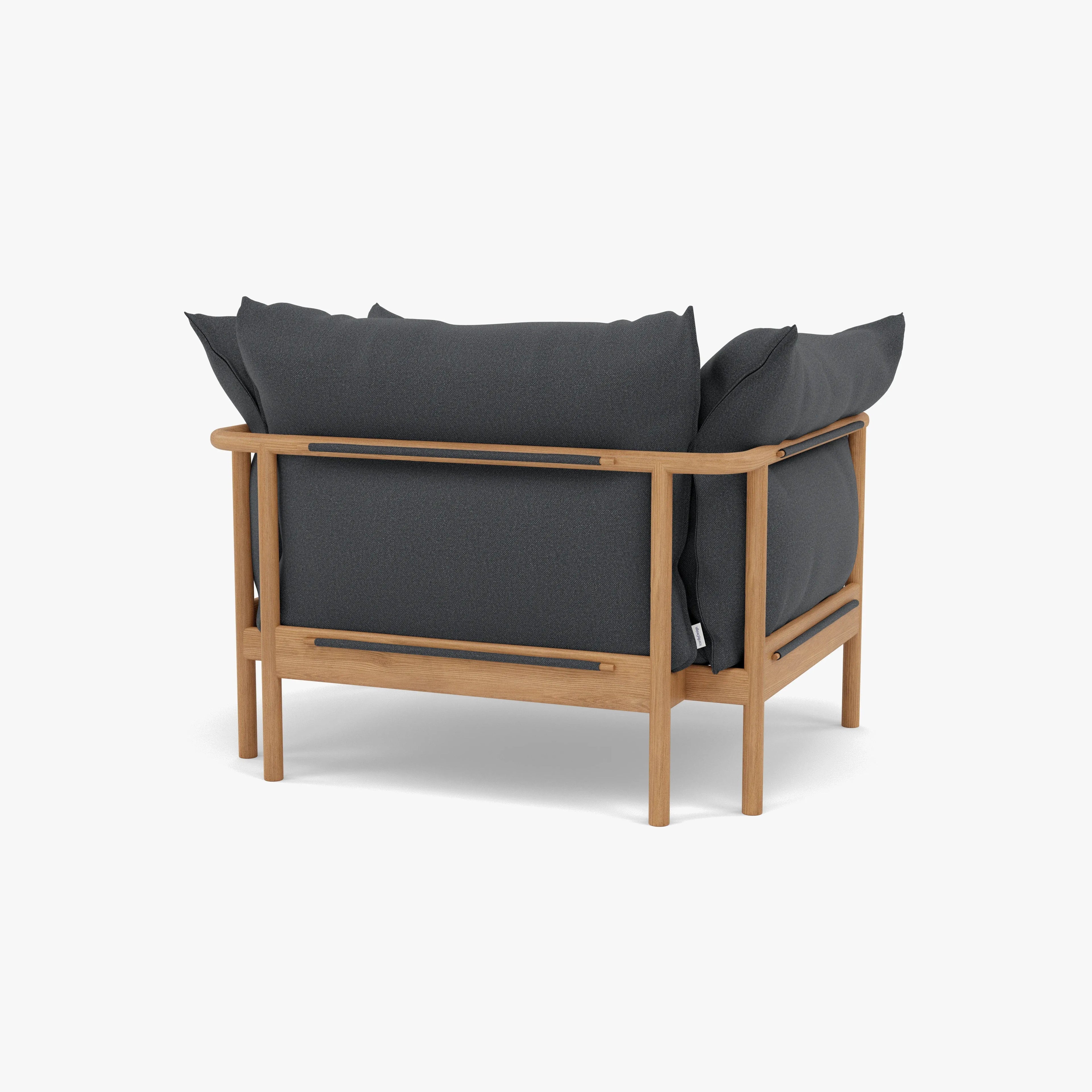 Olivia Armchair Granite Gray Fabric Solid American Oak