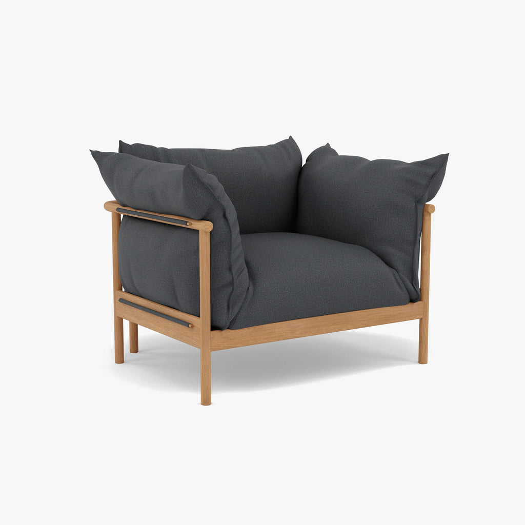 Olivia Armchair Granite Gray Fabric Solid American Oak