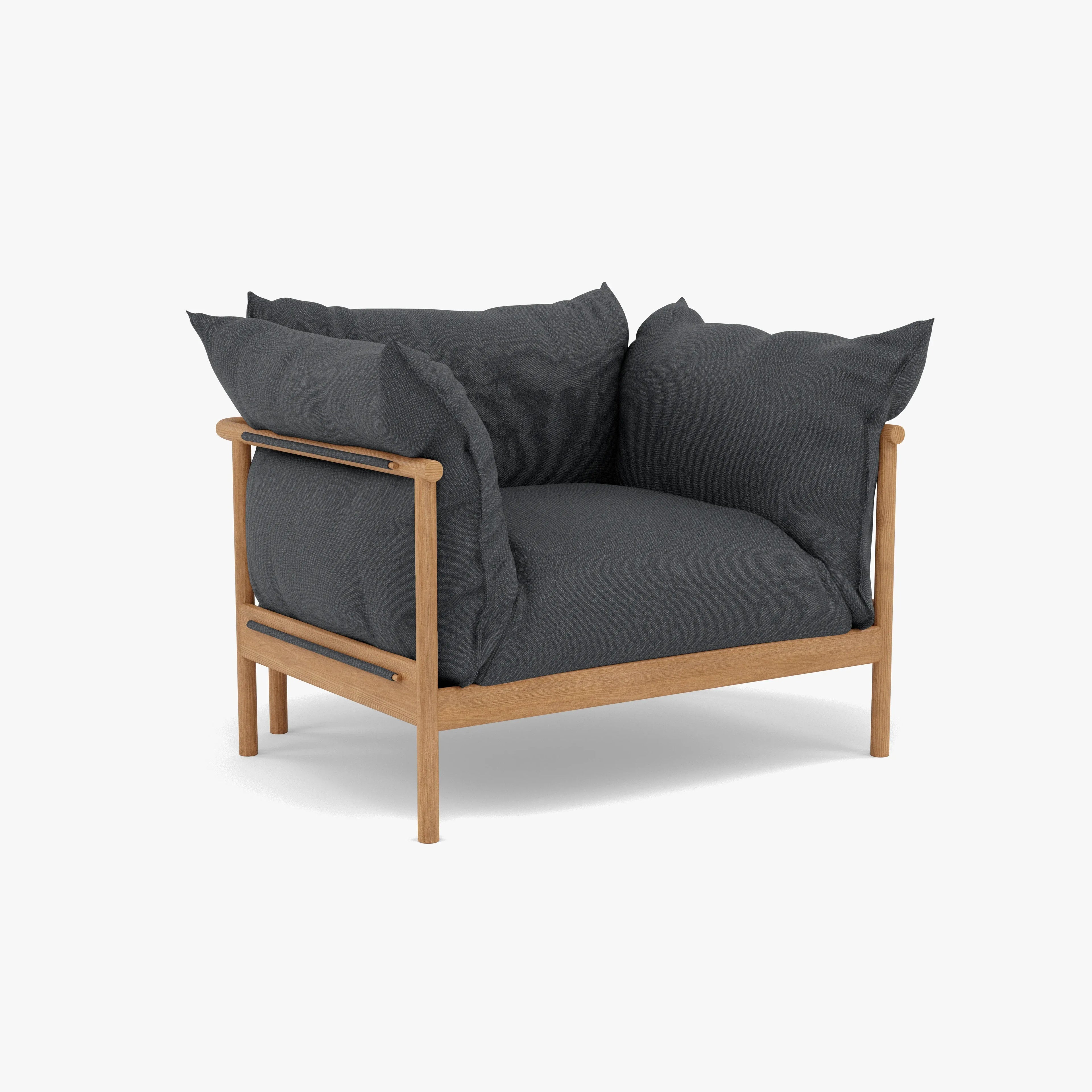 Olivia Armchair Granite Gray Fabric Solid American Oak