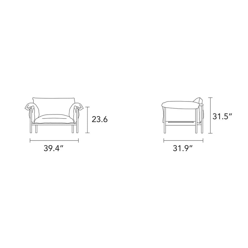 Olivia Armchair Granite Gray Fabric Solid American Oak