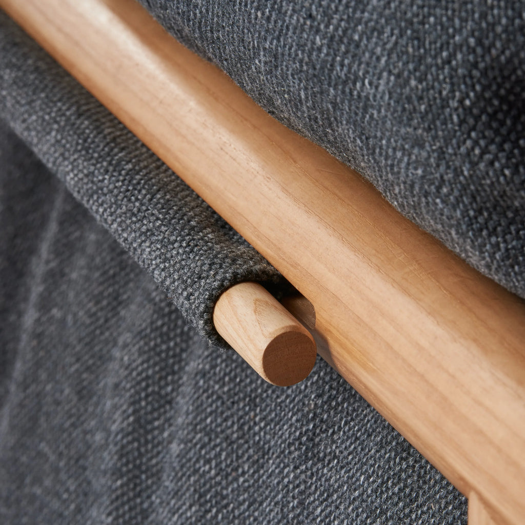 Olivia Armchair Granite Gray Fabric Solid American Oak